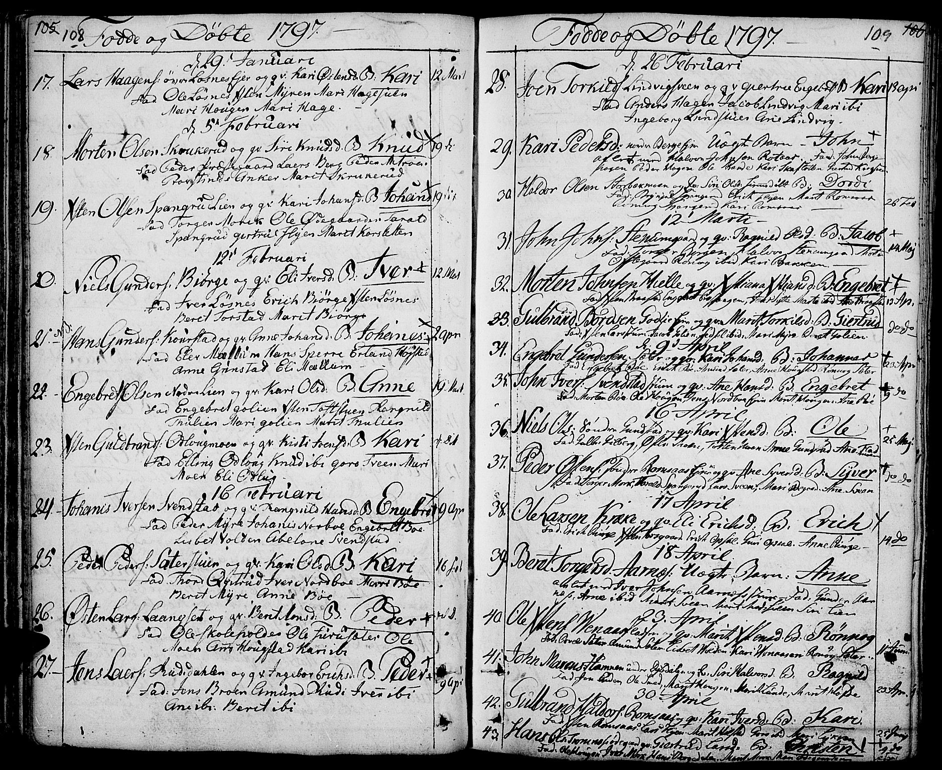 Ringebu prestekontor, AV/SAH-PREST-082/H/Ha/Haa/L0003: Parish register (official) no. 3, 1781-1820, p. 108-109