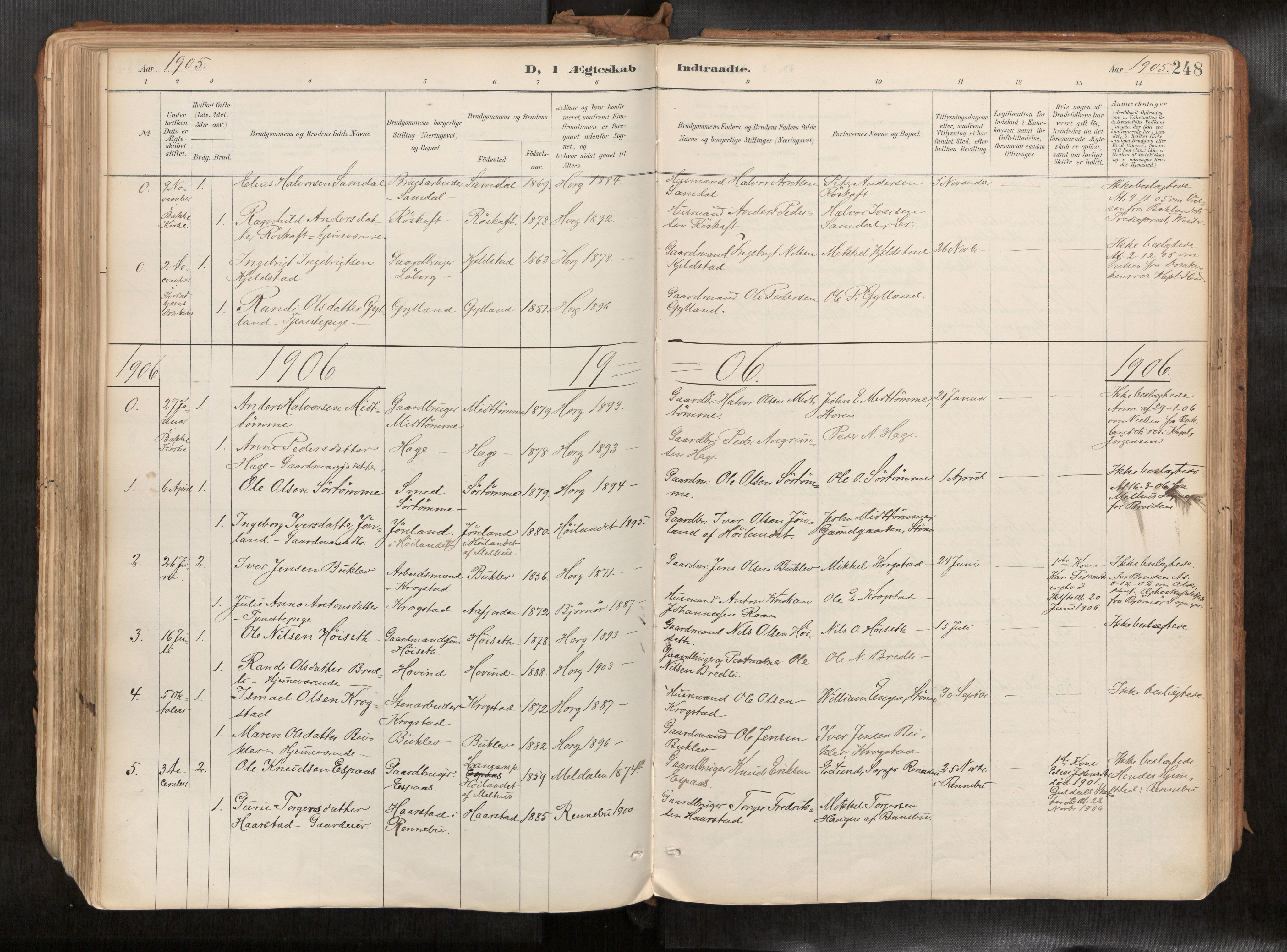Ministerialprotokoller, klokkerbøker og fødselsregistre - Sør-Trøndelag, SAT/A-1456/692/L1105b: Parish register (official) no. 692A06, 1891-1934, p. 248