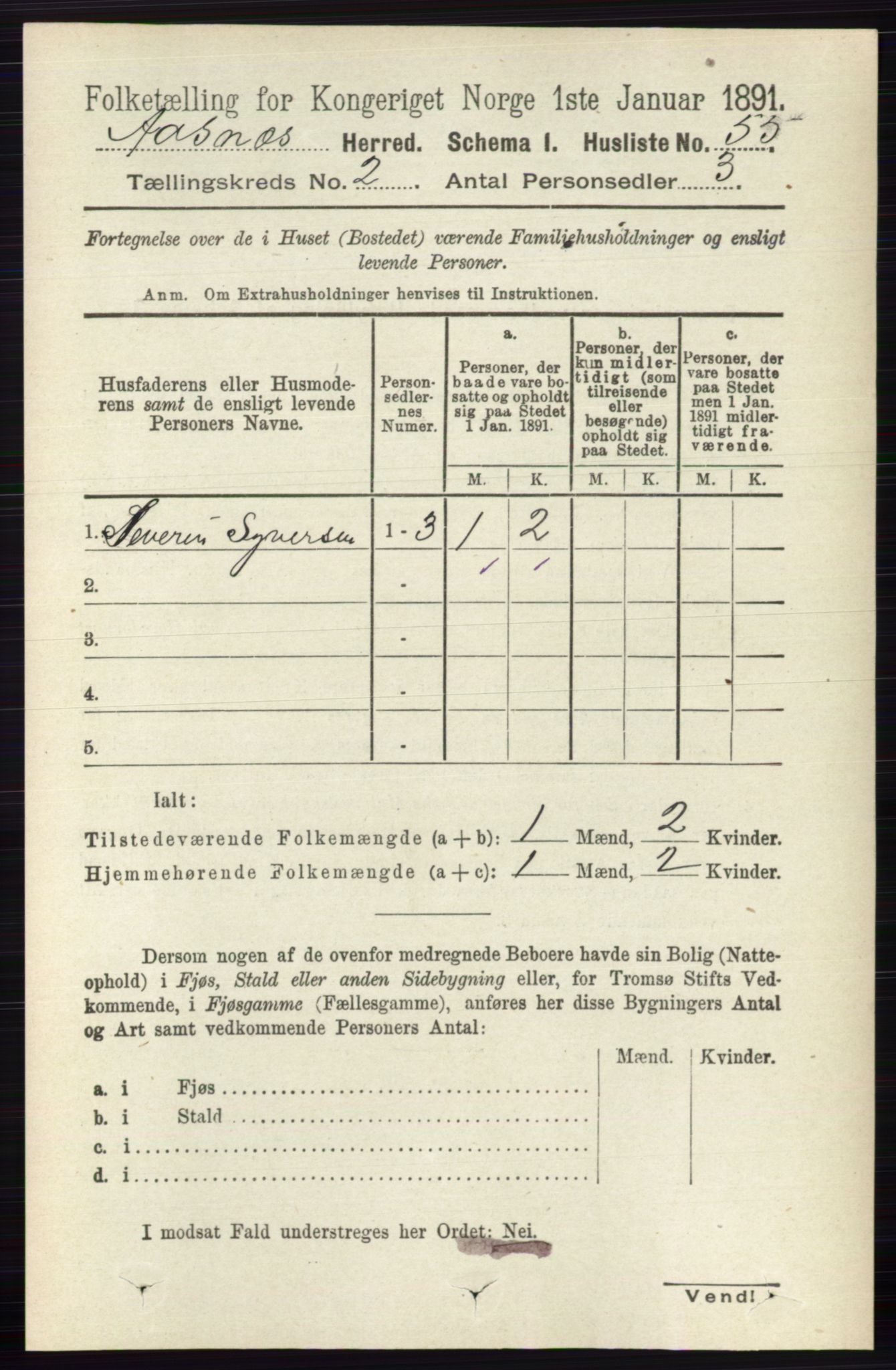 RA, 1891 census for 0425 Åsnes, 1891, p. 633