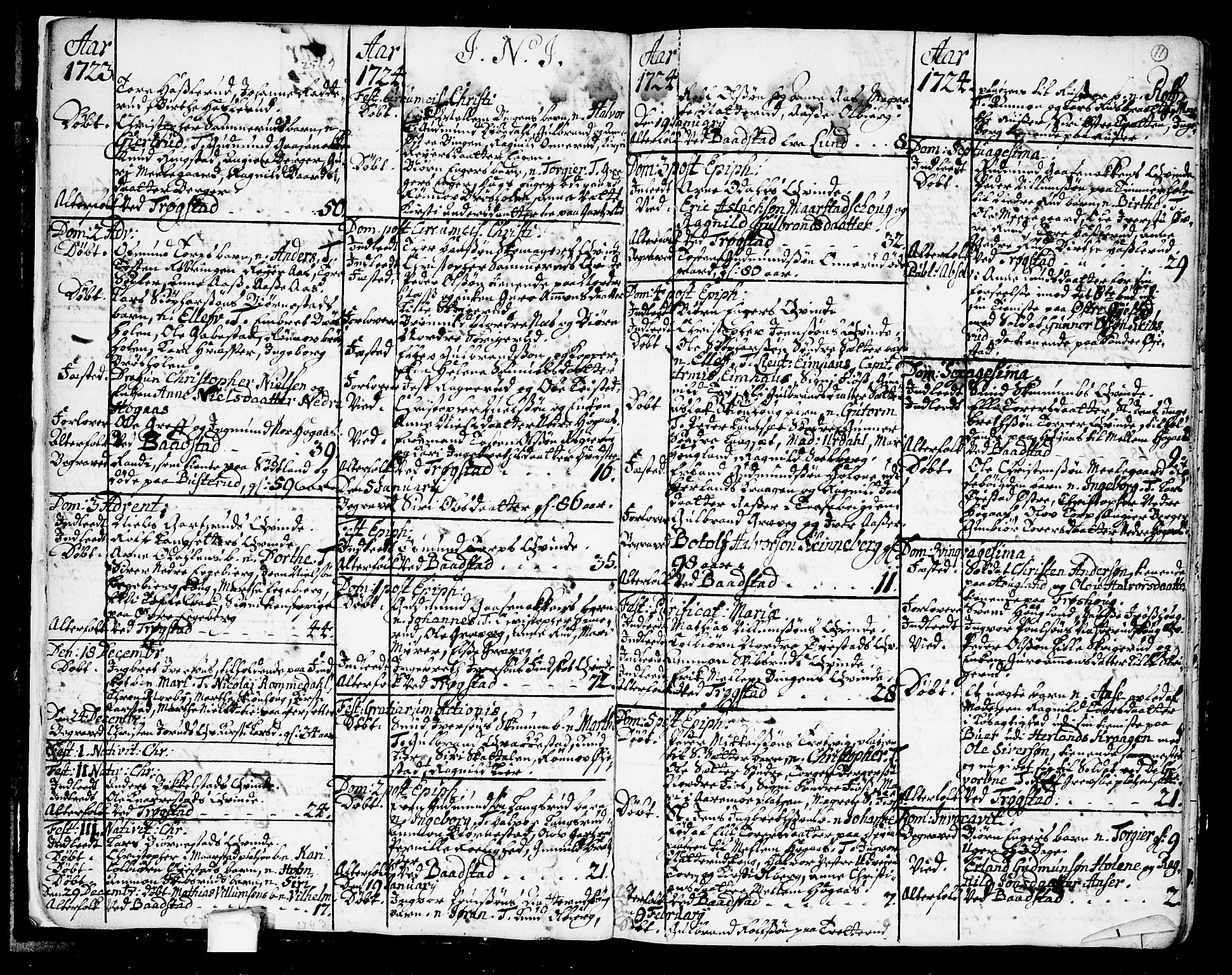 Trøgstad prestekontor Kirkebøker, AV/SAO-A-10925/F/Fa/L0003: Parish register (official) no. I 3, 1721-1749, p. 11