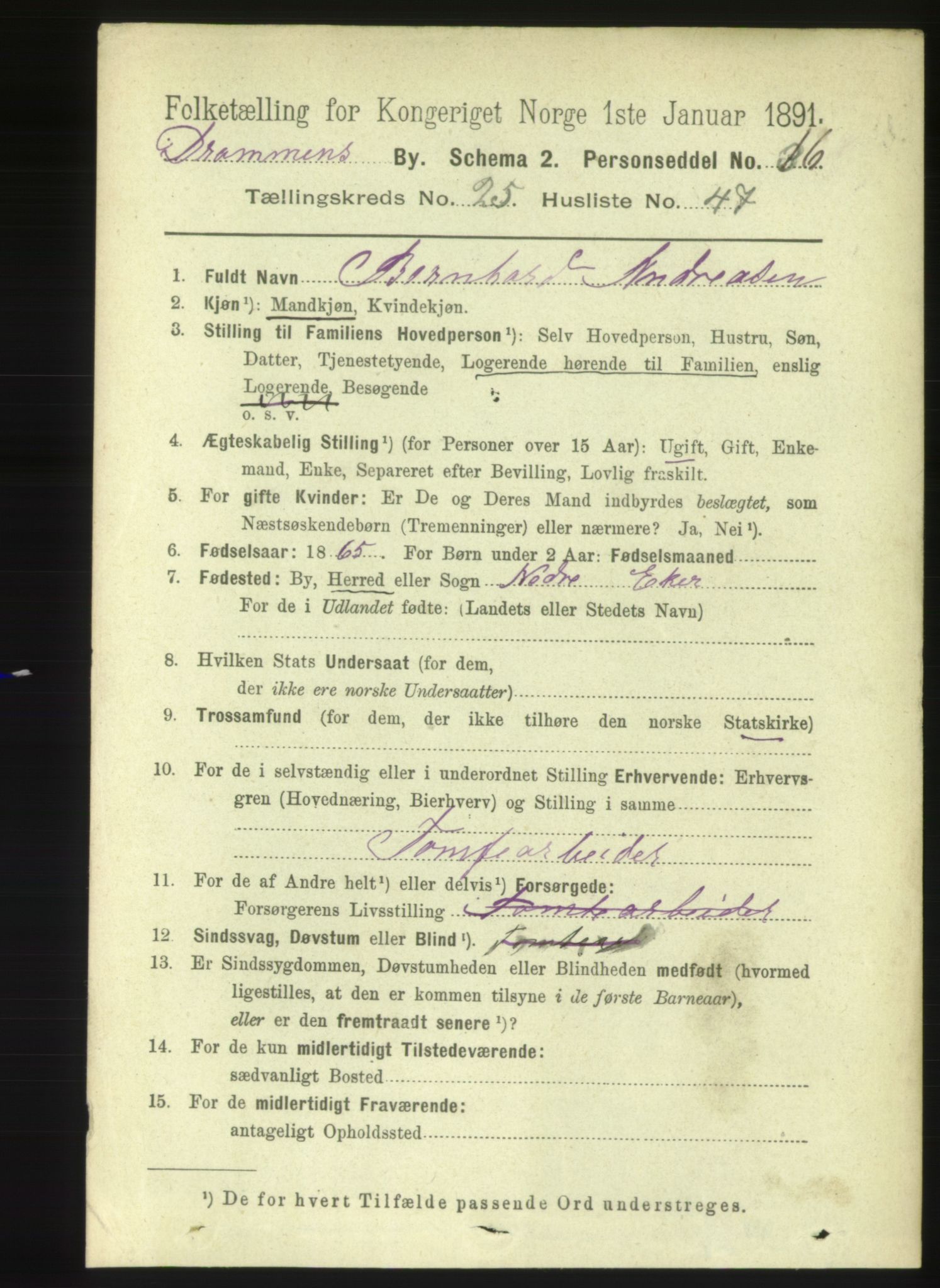 RA, 1891 census for 0602 Drammen, 1891, p. 15788