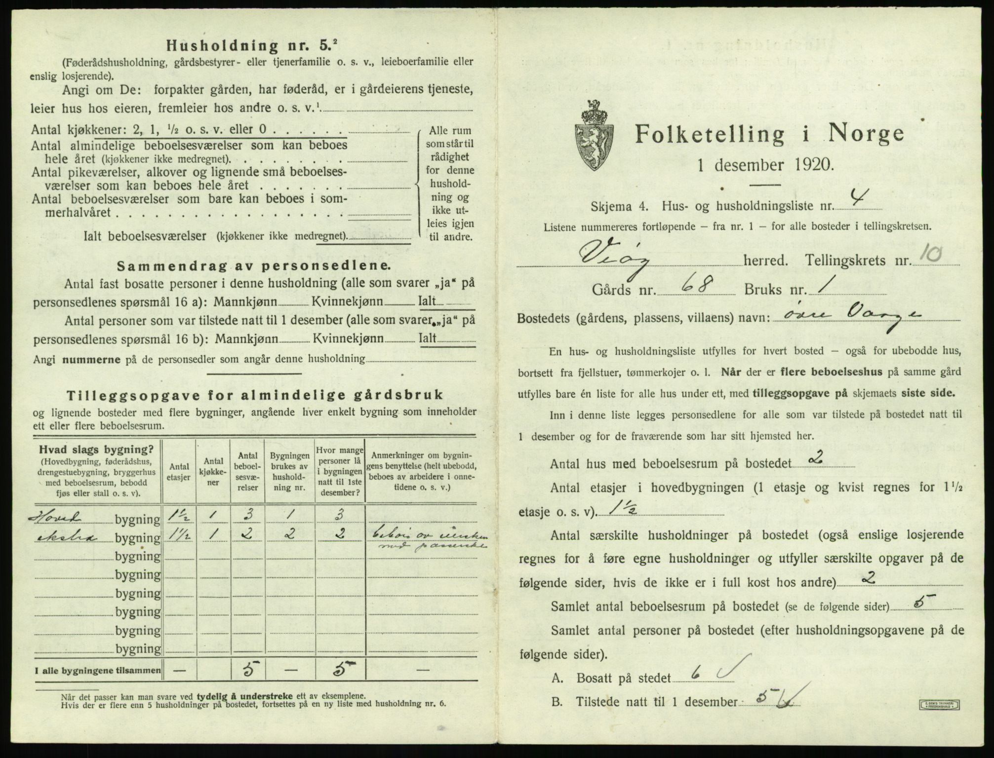 SAT, 1920 census for Veøy, 1920, p. 761