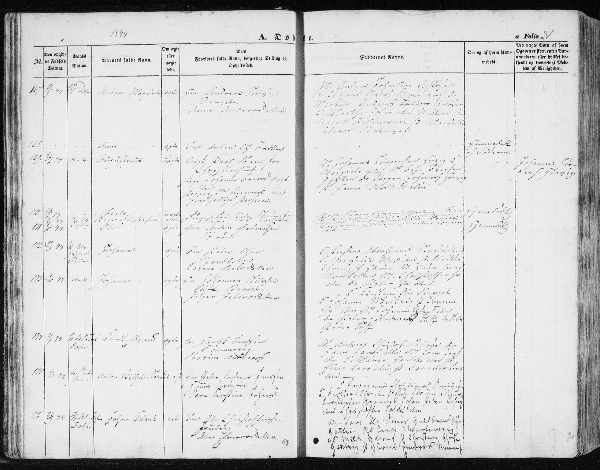 Ministerialprotokoller, klokkerbøker og fødselsregistre - Sør-Trøndelag, AV/SAT-A-1456/634/L0529: Parish register (official) no. 634A05, 1843-1851, p. 31