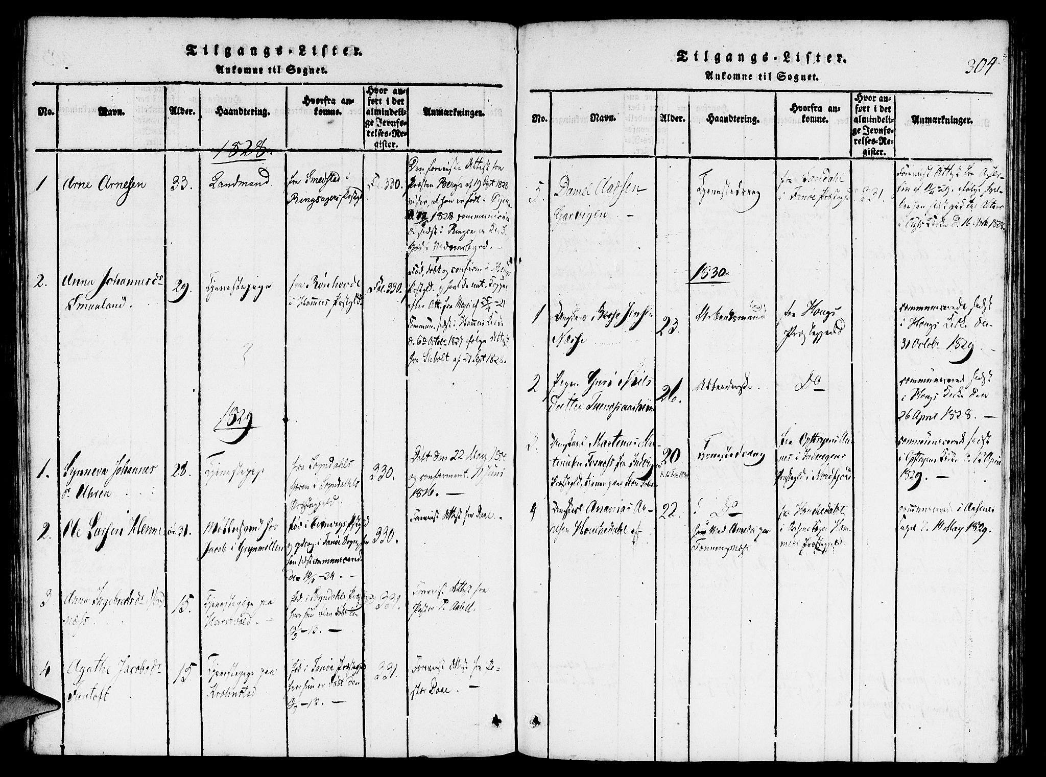 St. Jørgens hospital og Årstad sokneprestembete, SAB/A-99934: Parish register (official) no. A 3, 1815-1843, p. 304