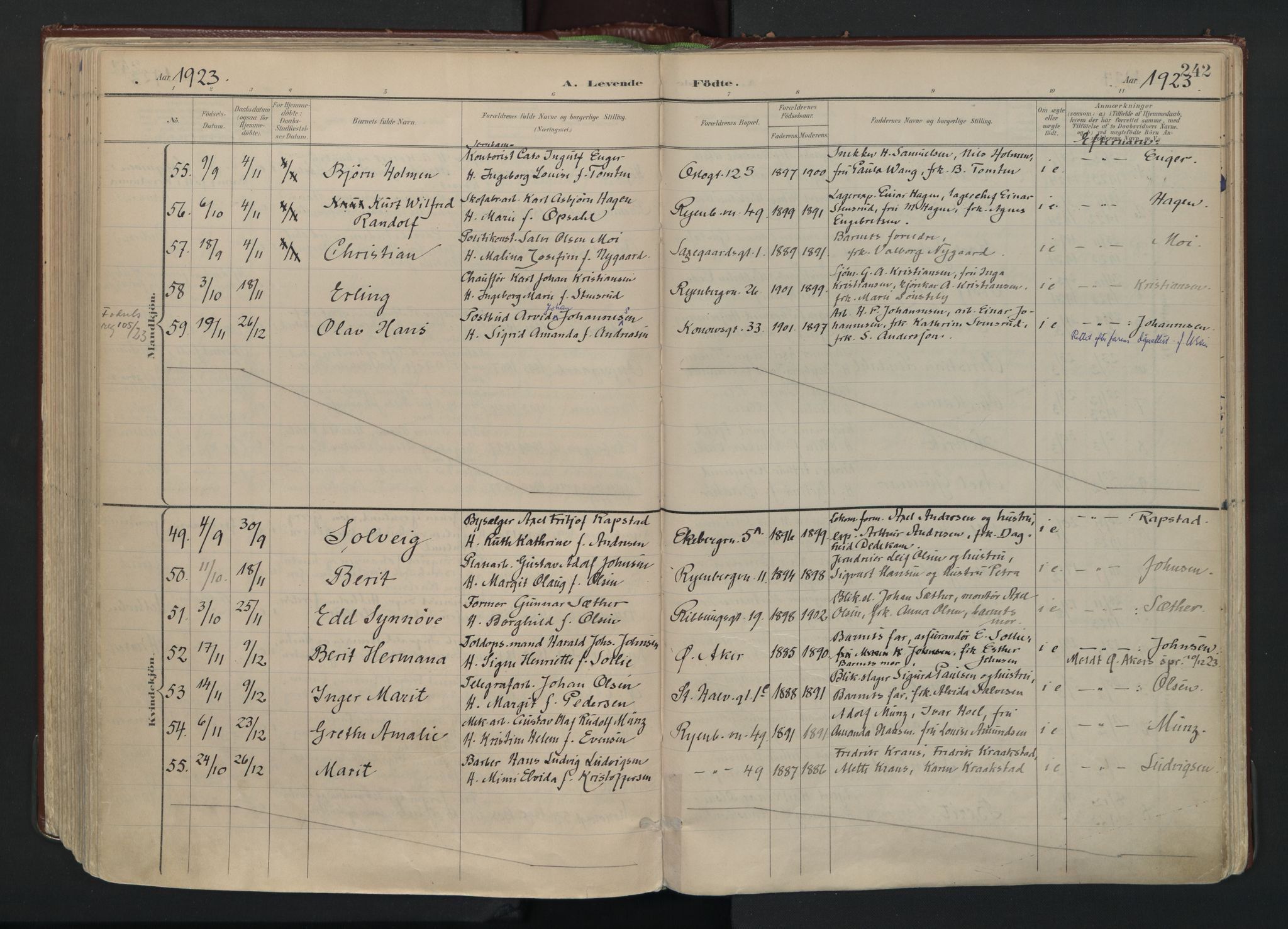 Gamlebyen prestekontor Kirkebøker, AV/SAO-A-10884/F/Fa/L0010: Parish register (official) no. 10, 1895-1935, p. 242