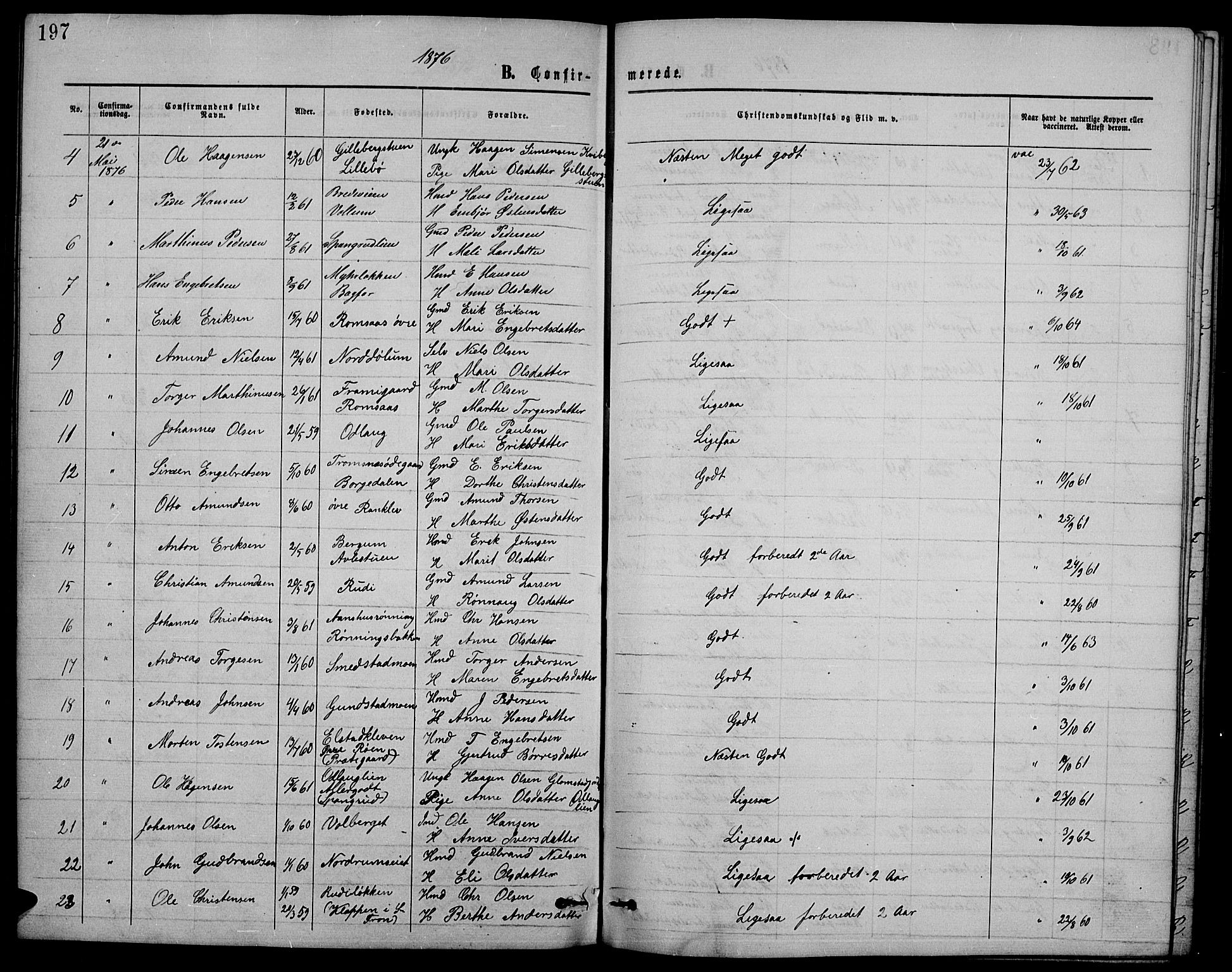 Ringebu prestekontor, AV/SAH-PREST-082/H/Ha/Hab/L0004: Parish register (copy) no. 4, 1867-1879, p. 197