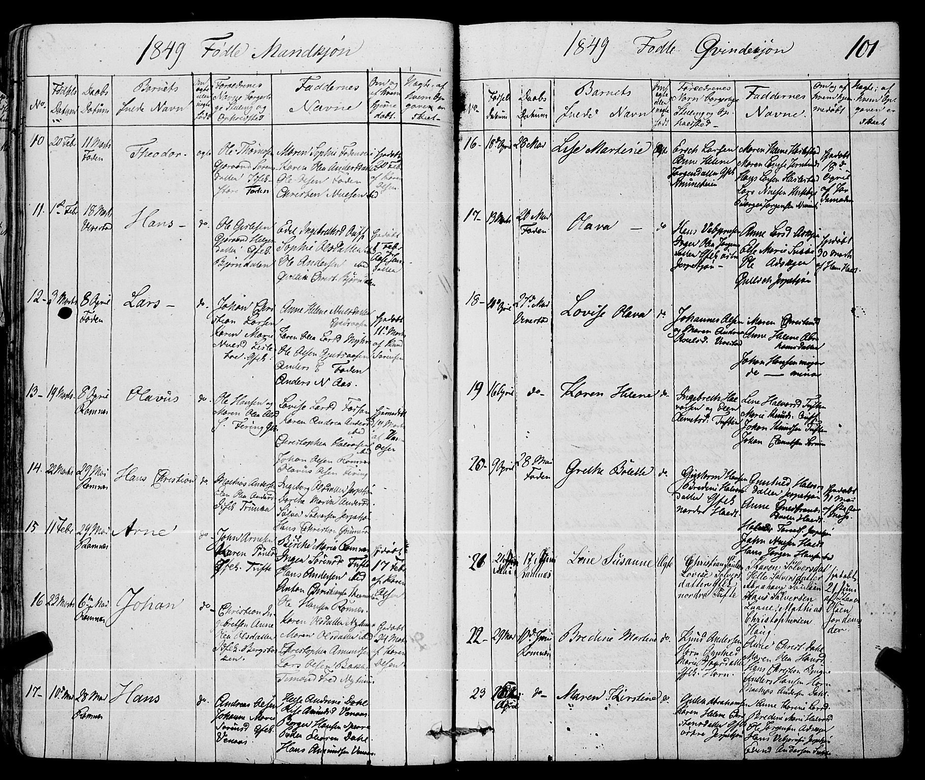 Ramnes kirkebøker, AV/SAKO-A-314/F/Fa/L0005: Parish register (official) no. I 5, 1841-1861, p. 100-101