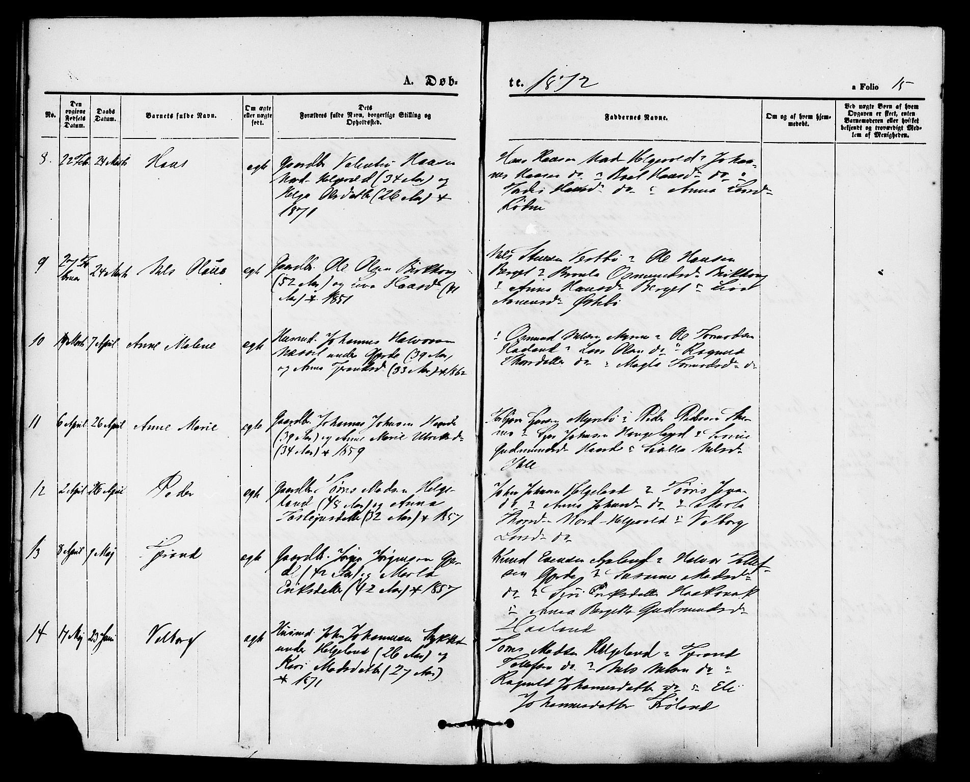 Vikedal sokneprestkontor, AV/SAST-A-101840/01/IV: Parish register (official) no. A 8, 1868-1885, p. 15