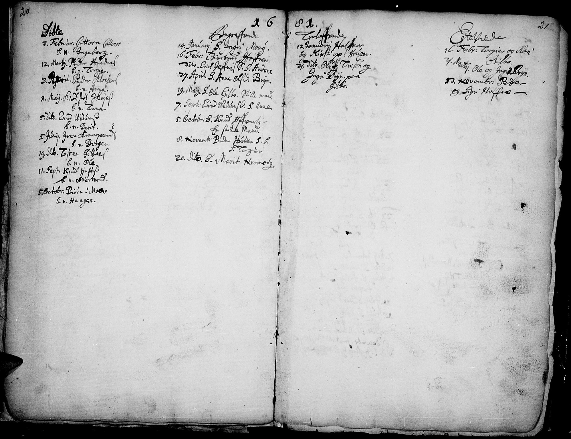 Øyer prestekontor, SAH/PREST-084/H/Ha/Haa/L0001: Parish register (official) no. 1, 1671-1727, p. 20-21