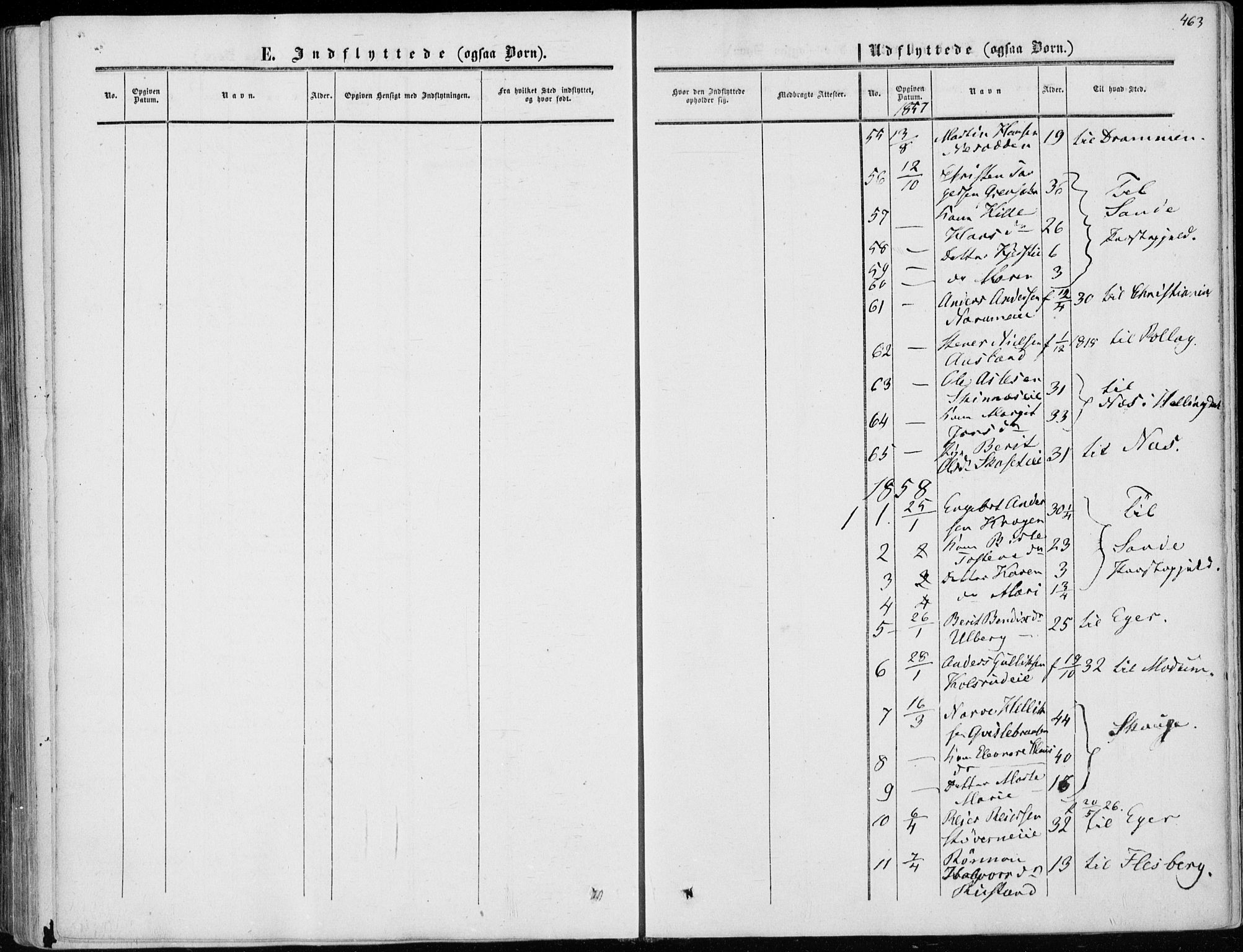 Sigdal kirkebøker, SAKO/A-245/F/Fa/L0008: Parish register (official) no. I 8, 1850-1859, p. 463