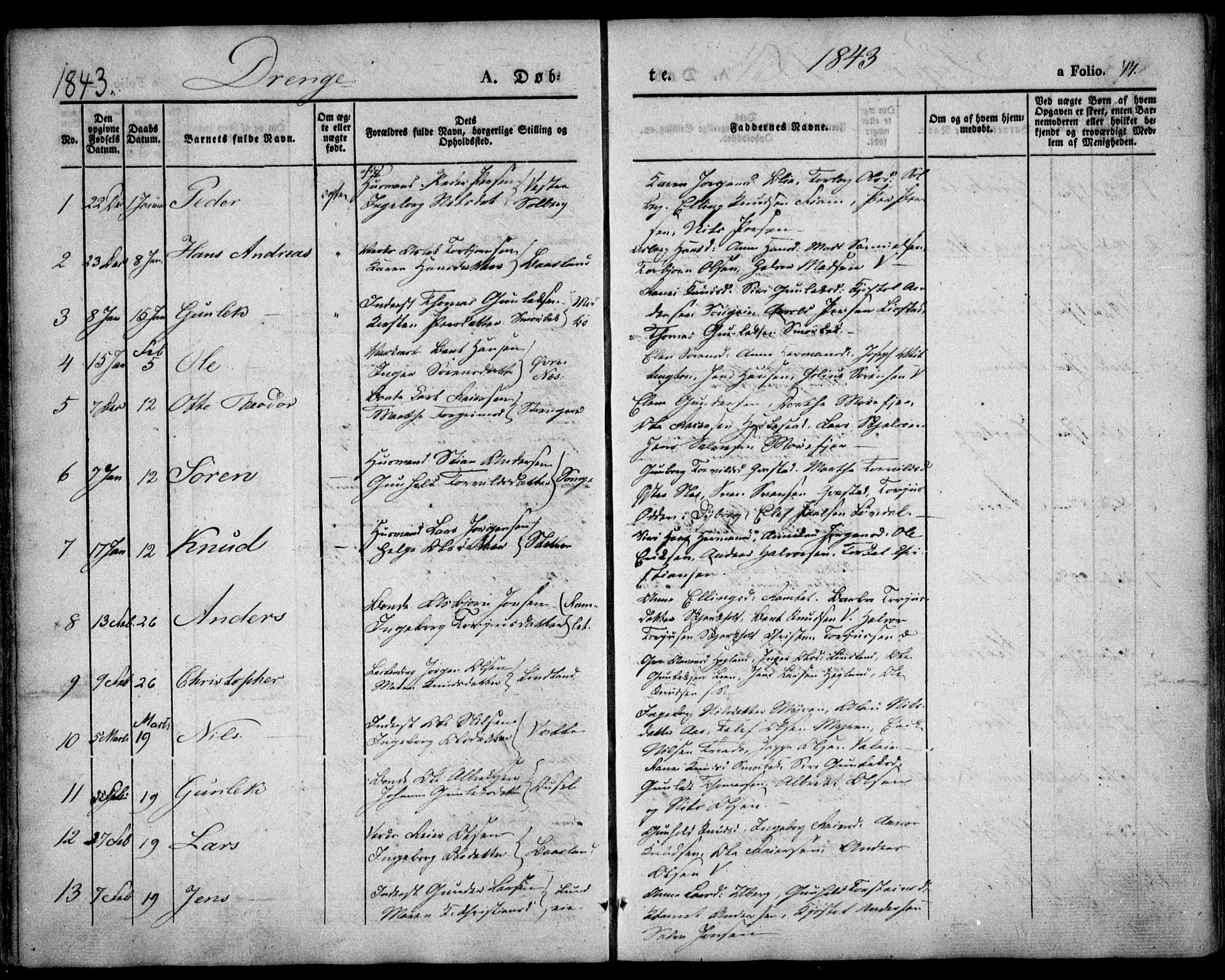 Holt sokneprestkontor, AV/SAK-1111-0021/F/Fa/L0007: Parish register (official) no. A 7, 1836-1848, p. 77