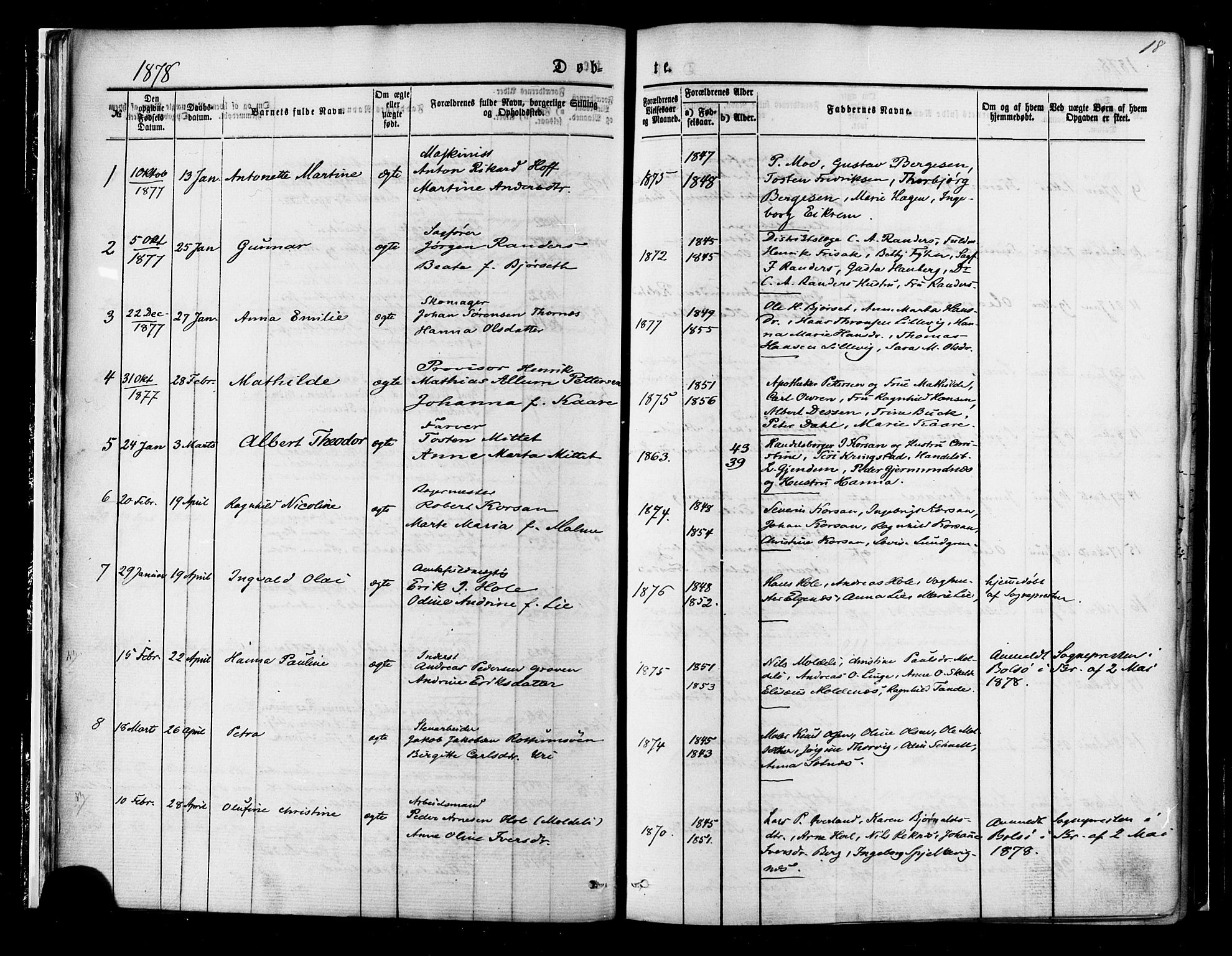 Ministerialprotokoller, klokkerbøker og fødselsregistre - Møre og Romsdal, SAT/A-1454/558/L0691: Parish register (official) no. 558A05, 1873-1886, p. 18