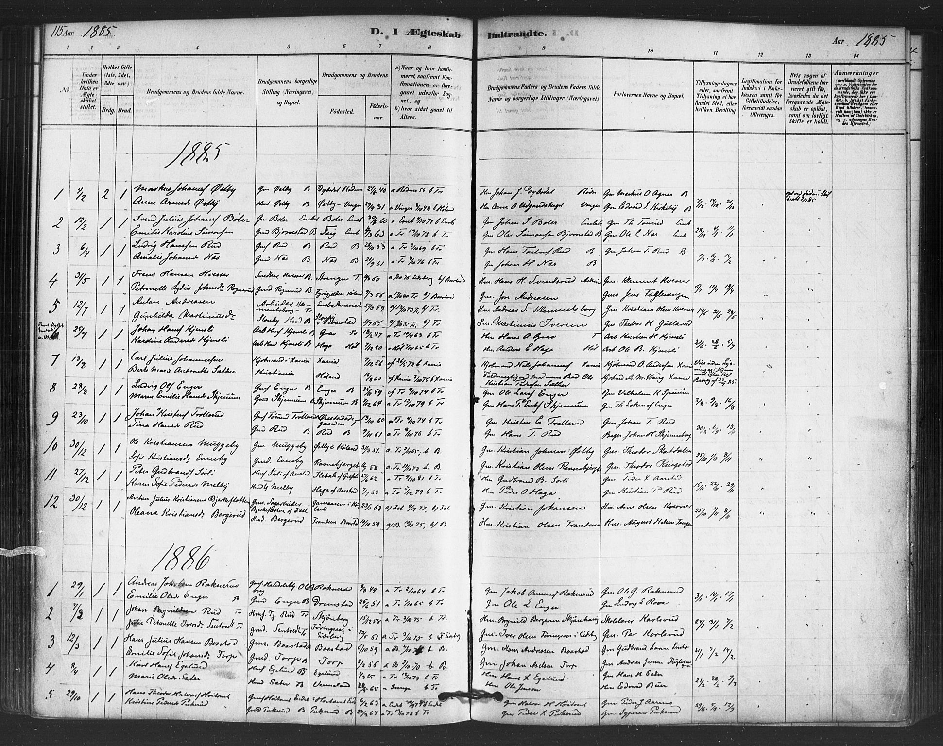 Trøgstad prestekontor Kirkebøker, SAO/A-10925/F/Fb/L0001: Parish register (official) no. II 1, 1878-1902, p. 115