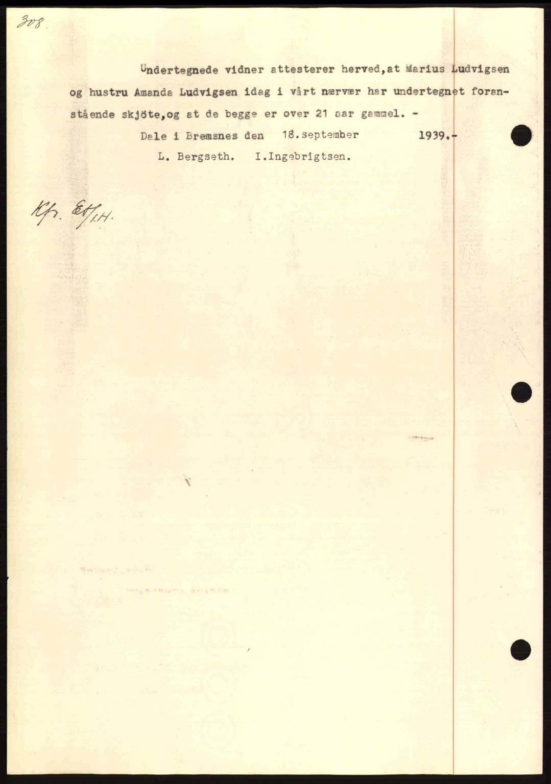 Nordmøre sorenskriveri, AV/SAT-A-4132/1/2/2Ca: Mortgage book no. A87, 1939-1940, Diary no: : 2773/1939