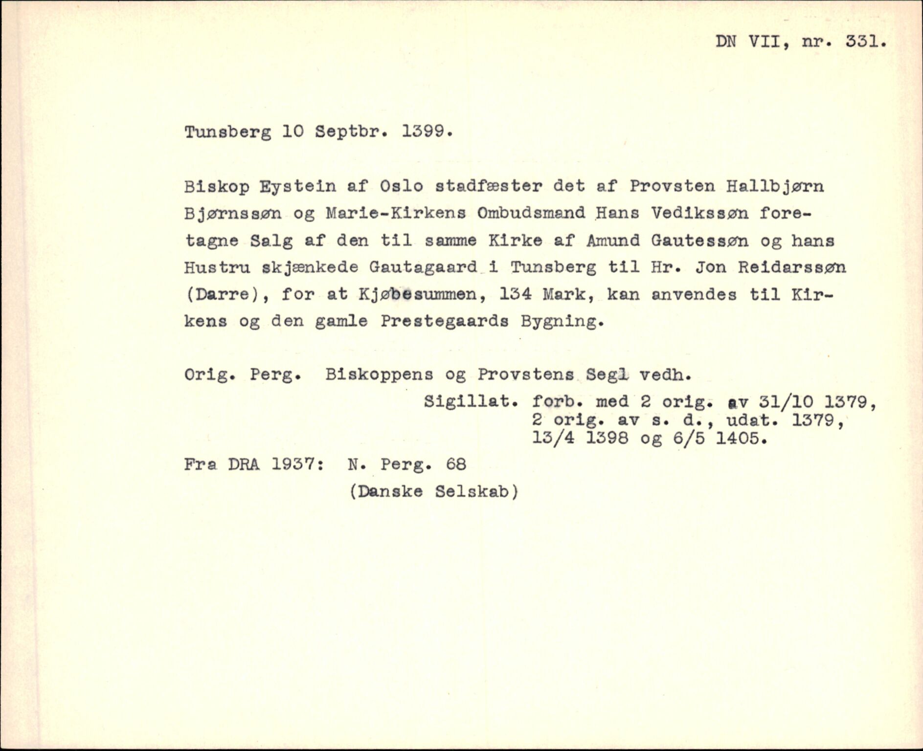 Riksarkivets diplomsamling, AV/RA-EA-5965/F35/F35f/L0003: Regestsedler: Diplomer fra DRA 1937 og 1996, p. 211