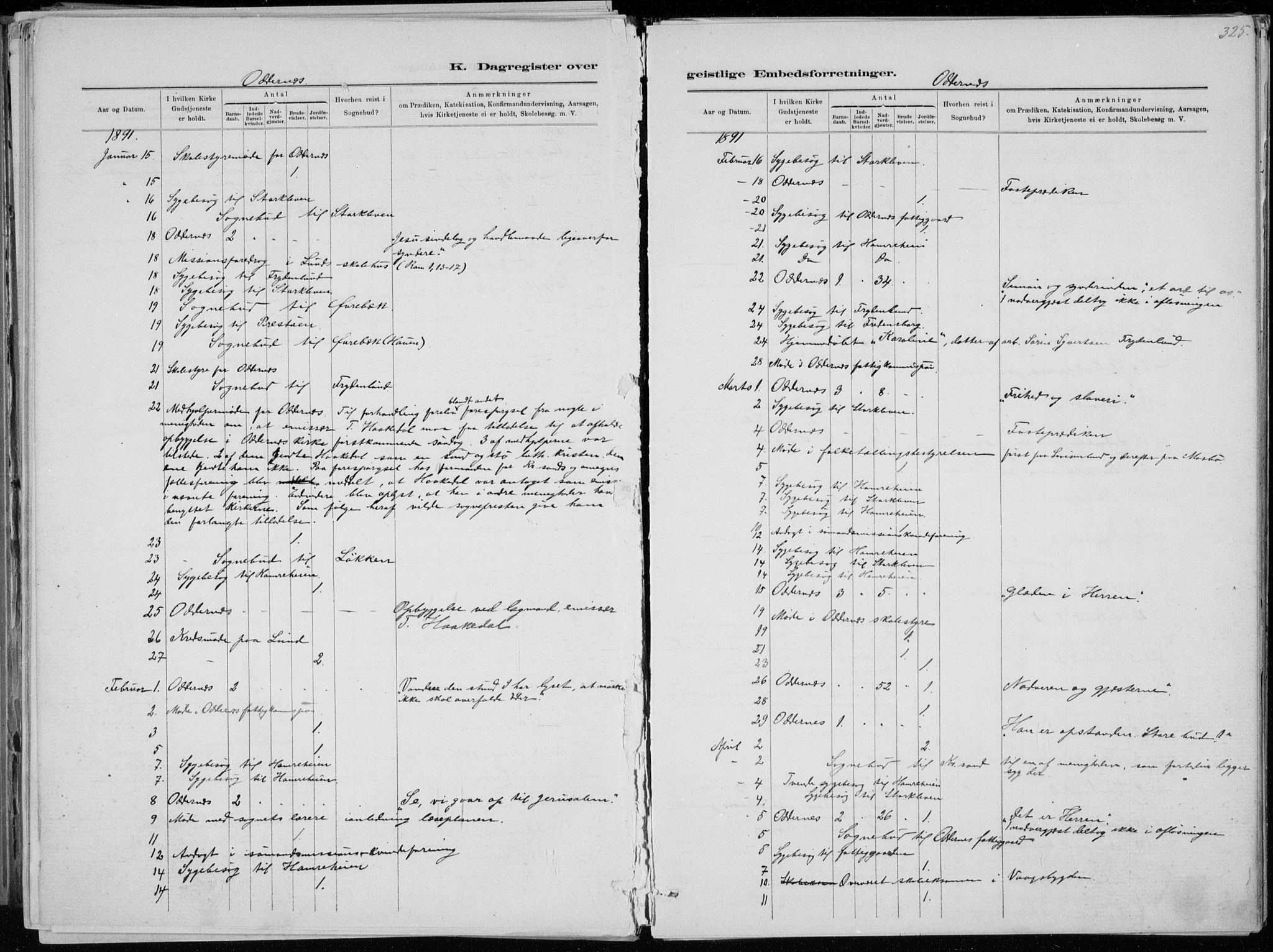 Oddernes sokneprestkontor, AV/SAK-1111-0033/F/Fa/Faa/L0009: Parish register (official) no. A 9, 1884-1896, p. 325