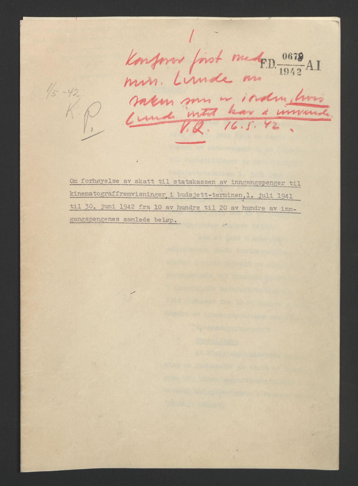 NS-administrasjonen 1940-1945 (Statsrådsekretariatet, de kommisariske statsråder mm), AV/RA-S-4279/D/Db/L0090: Foredrag til vedtak utenfor ministermøte, 1942-1945, p. 20