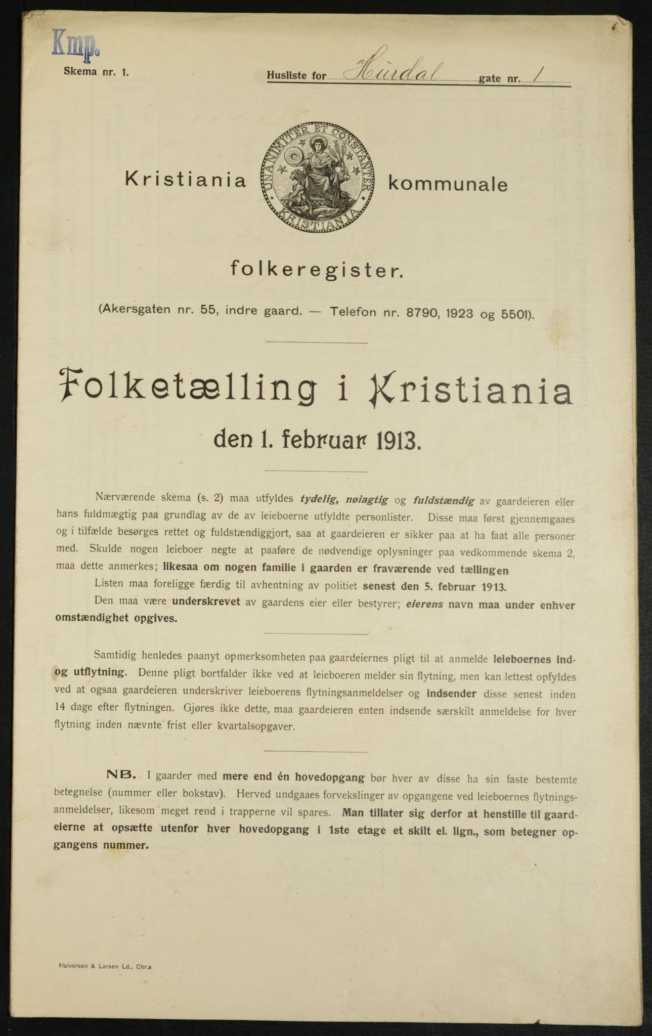 OBA, Municipal Census 1913 for Kristiania, 1913, p. 42050