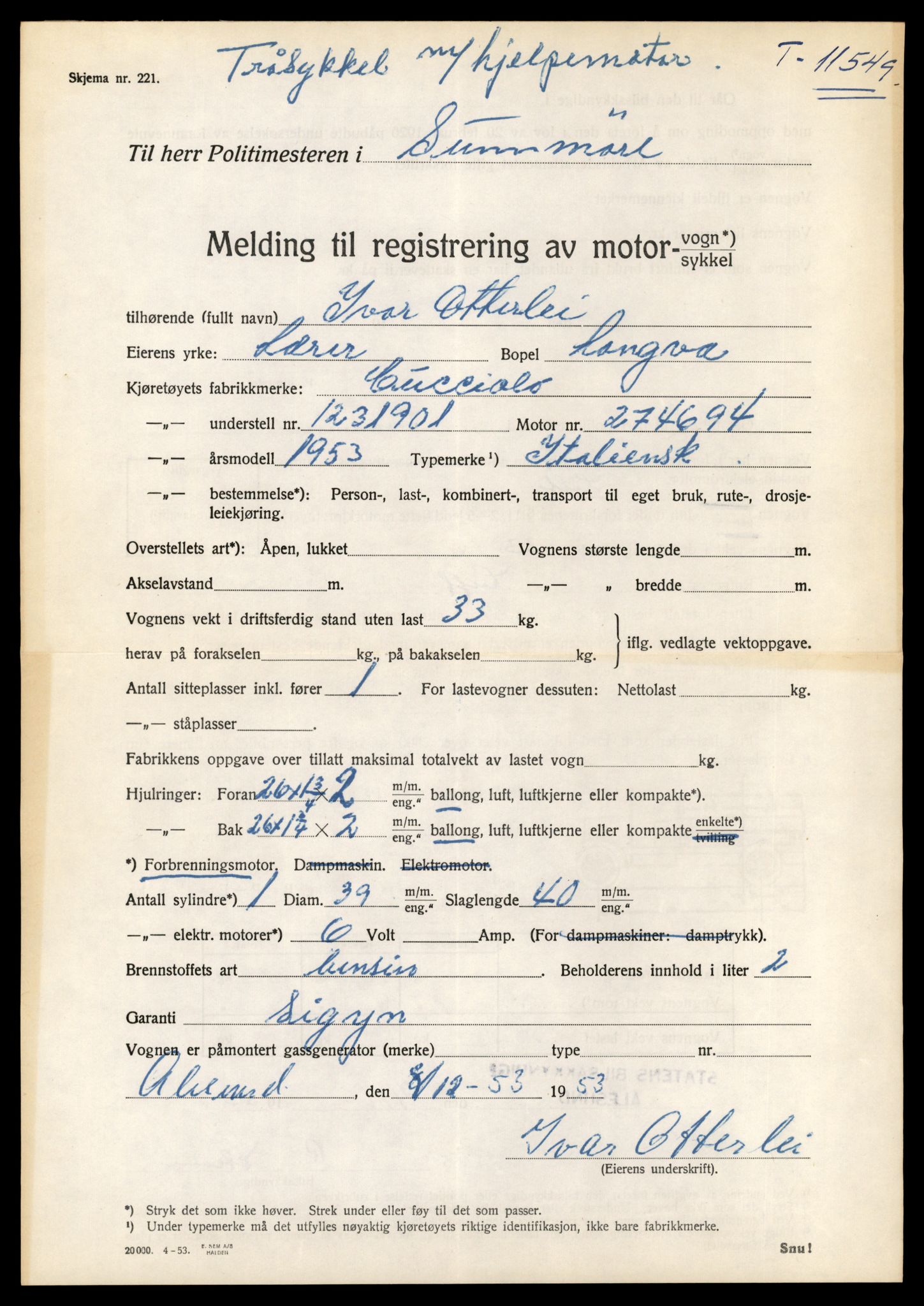 Møre og Romsdal vegkontor - Ålesund trafikkstasjon, AV/SAT-A-4099/F/Fe/L0029: Registreringskort for kjøretøy T 11430 - T 11619, 1927-1998, p. 2058