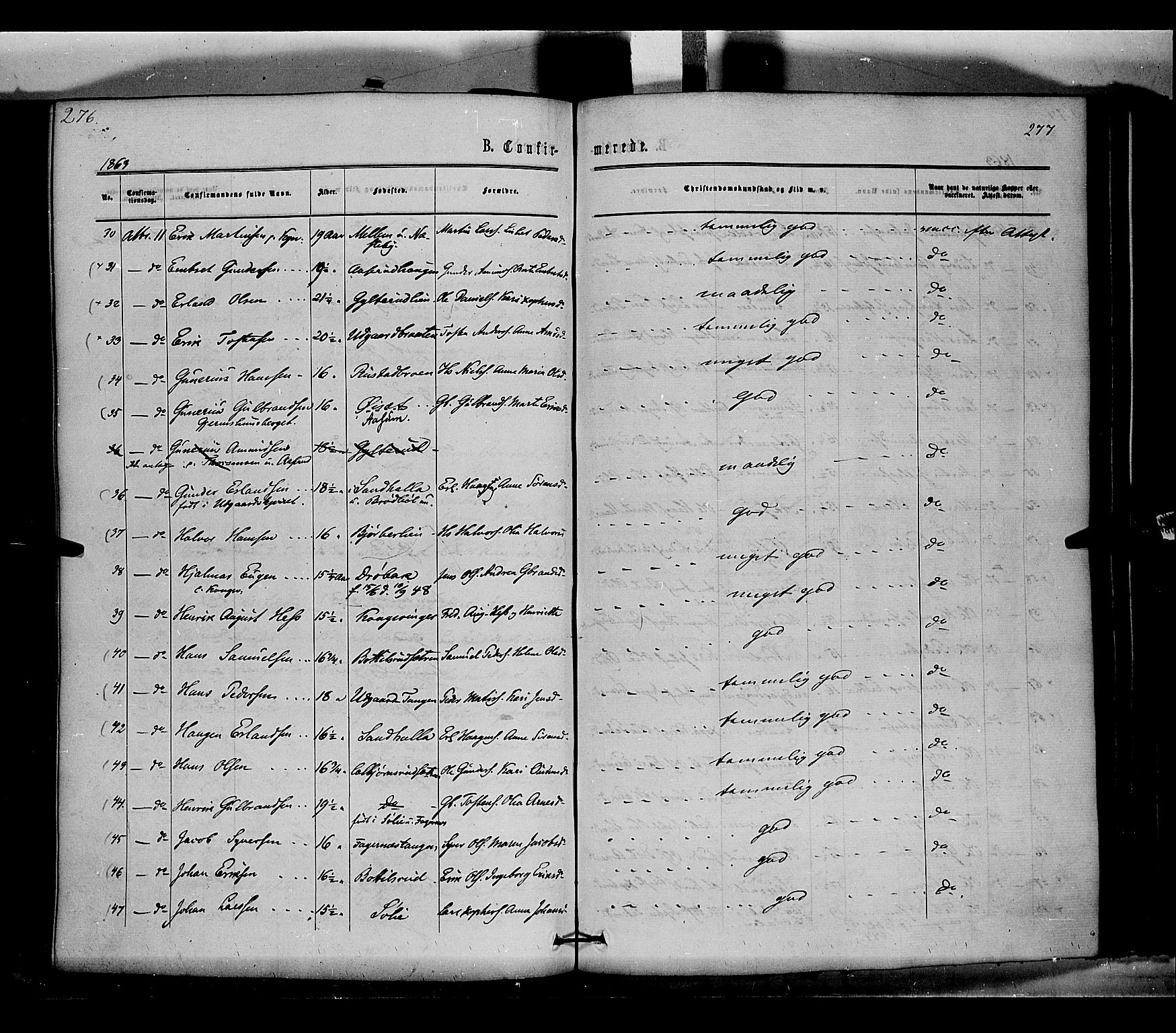 Vinger prestekontor, SAH/PREST-024/H/Ha/Haa/L0011: Parish register (official) no. 11, 1862-1870, p. 277