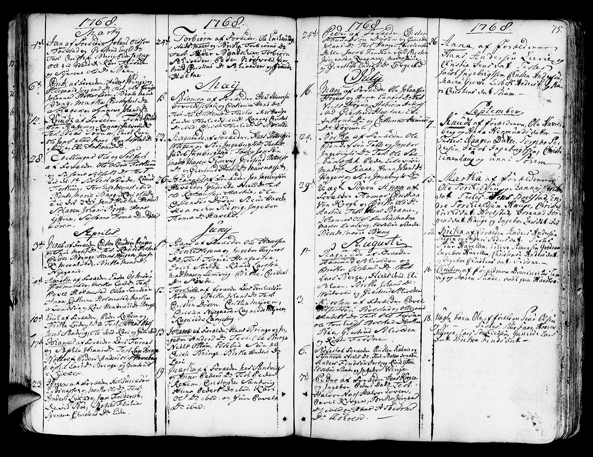 Luster sokneprestembete, SAB/A-81101/H/Haa/Haaa/L0001: Parish register (official) no. A 1, 1731-1803, p. 75