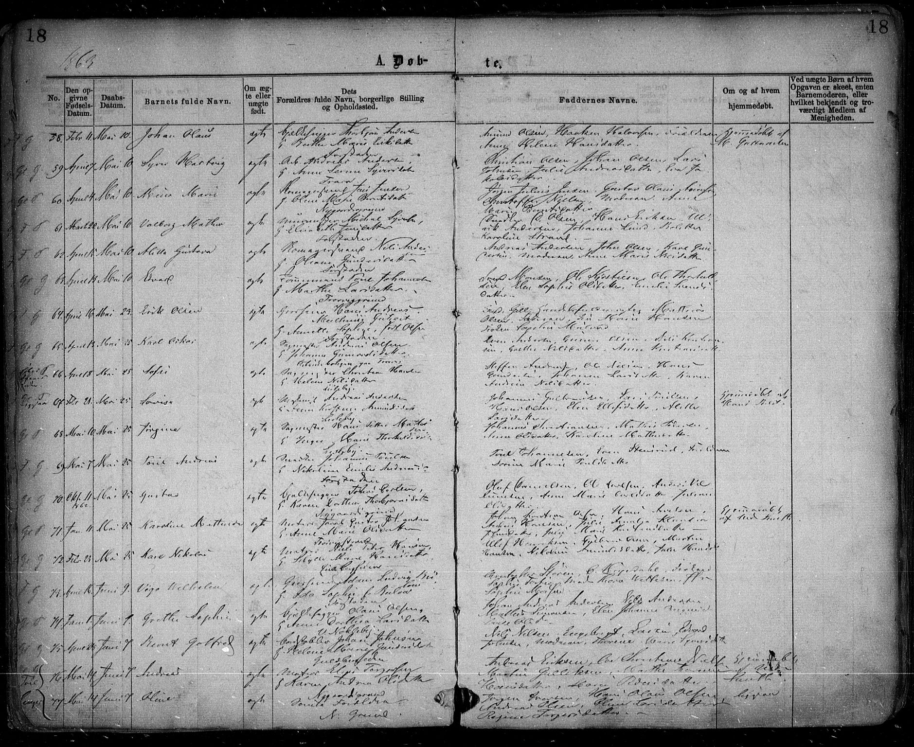 Glemmen prestekontor Kirkebøker, AV/SAO-A-10908/F/Fa/L0008: Parish register (official) no. 8, 1862-1871, p. 18