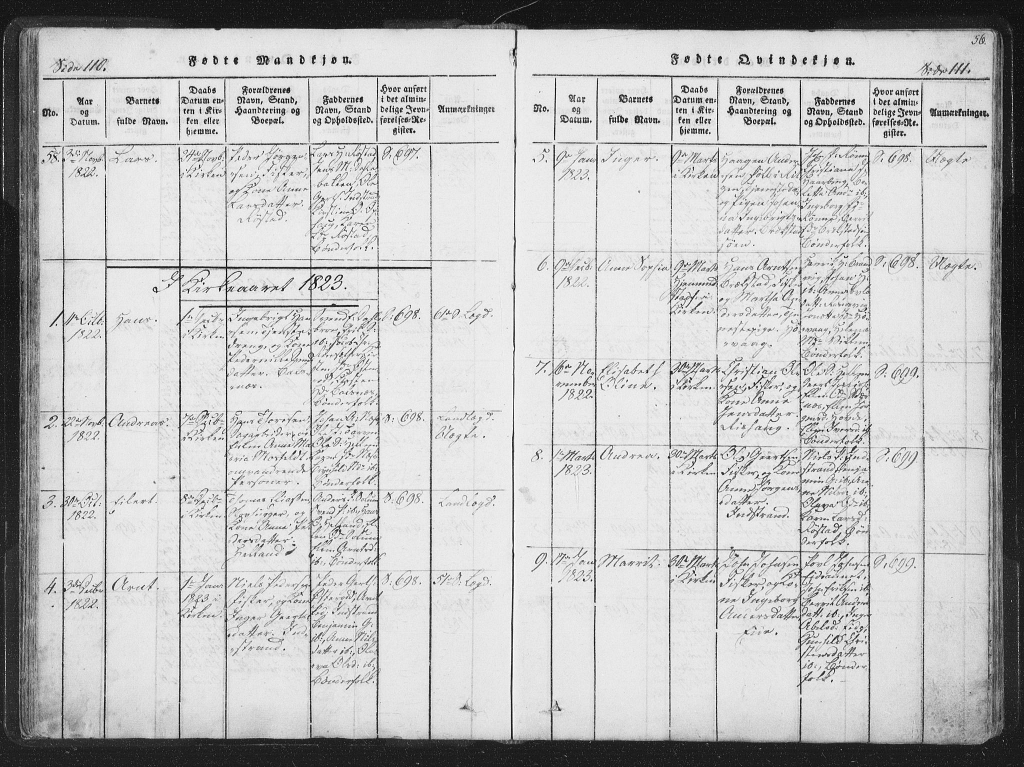 Ministerialprotokoller, klokkerbøker og fødselsregistre - Sør-Trøndelag, SAT/A-1456/659/L0734: Parish register (official) no. 659A04, 1818-1825, p. 110-111