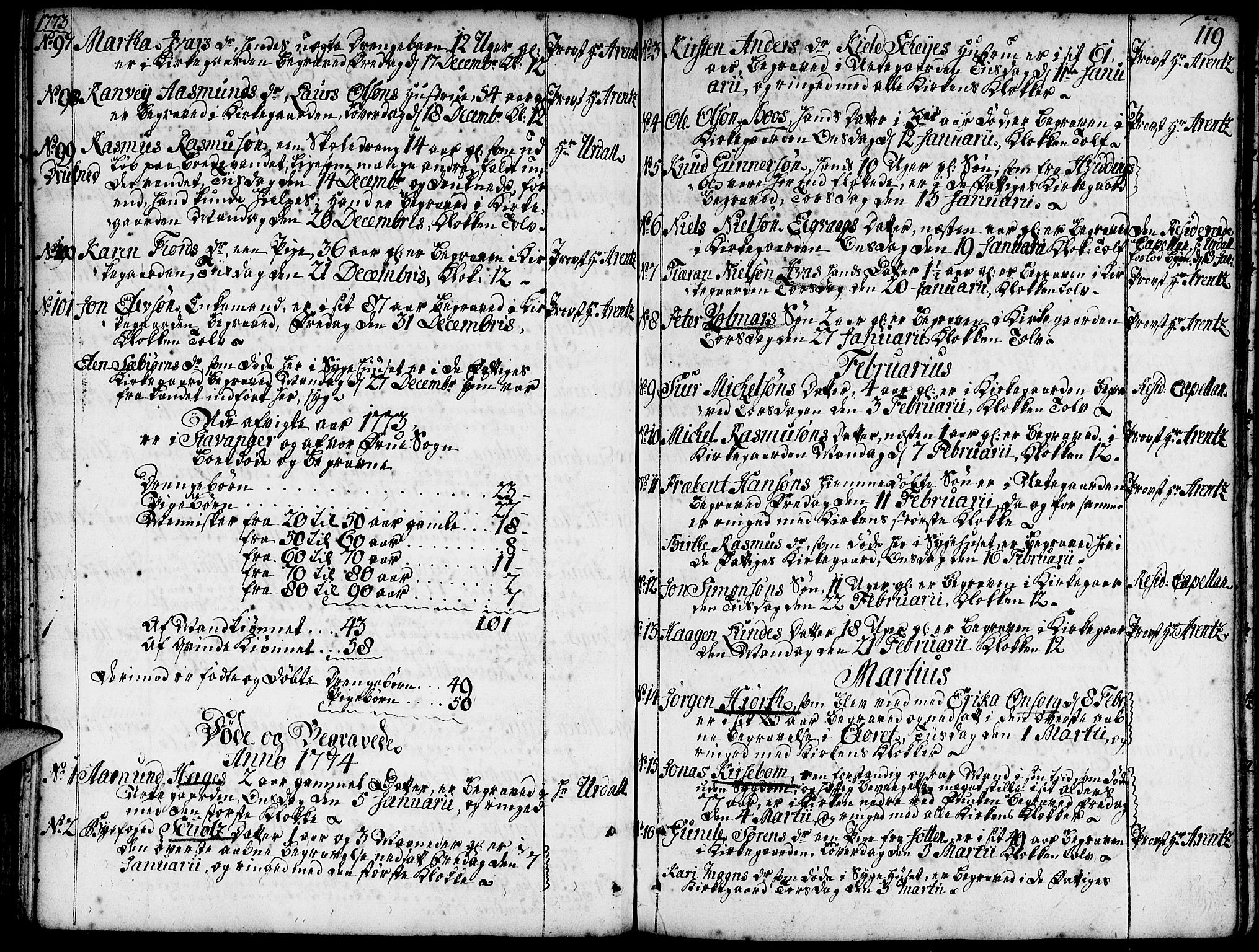 Domkirken sokneprestkontor, AV/SAST-A-101812/001/30/30BA/L0005: Parish register (official) no. A 5, 1744-1788, p. 119