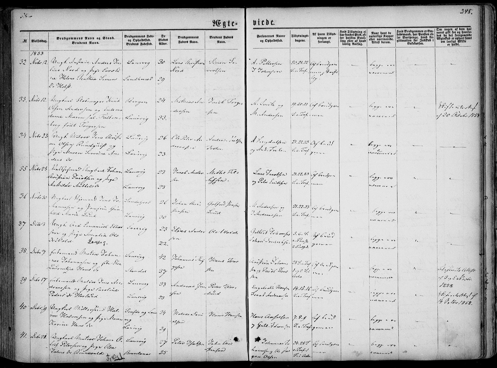 Larvik kirkebøker, AV/SAKO-A-352/F/Fa/L0004: Parish register (official) no. I 4, 1856-1870, p. 348