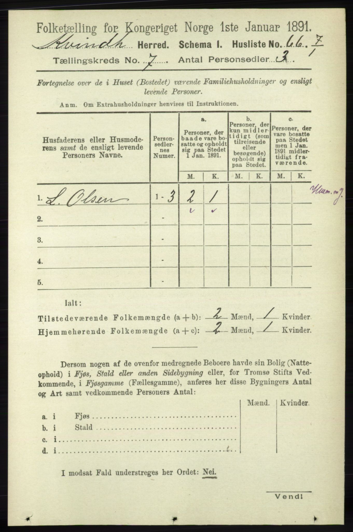 RA, 1891 census for 1224 Kvinnherad, 1891, p. 2441