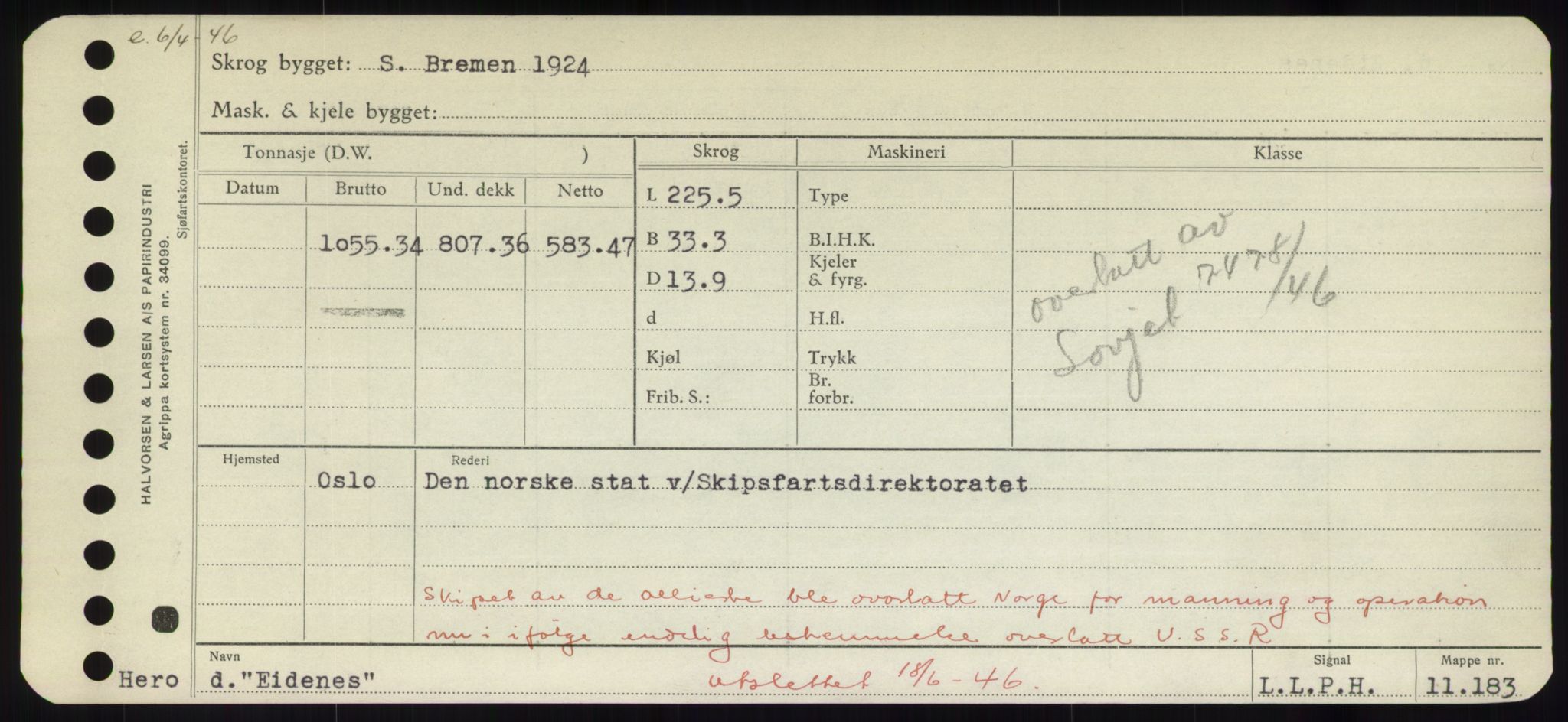 Sjøfartsdirektoratet med forløpere, Skipsmålingen, RA/S-1627/H/Hd/L0009: Fartøy, E, p. 121