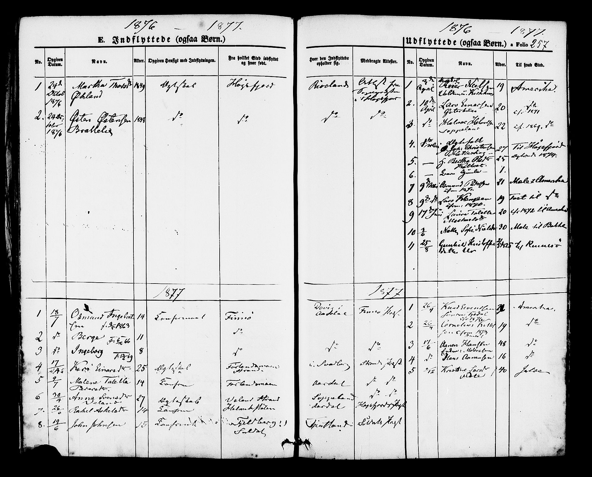 Hjelmeland sokneprestkontor, AV/SAST-A-101843/01/IV/L0012: Parish register (official) no. A 12, 1862-1886, p. 257