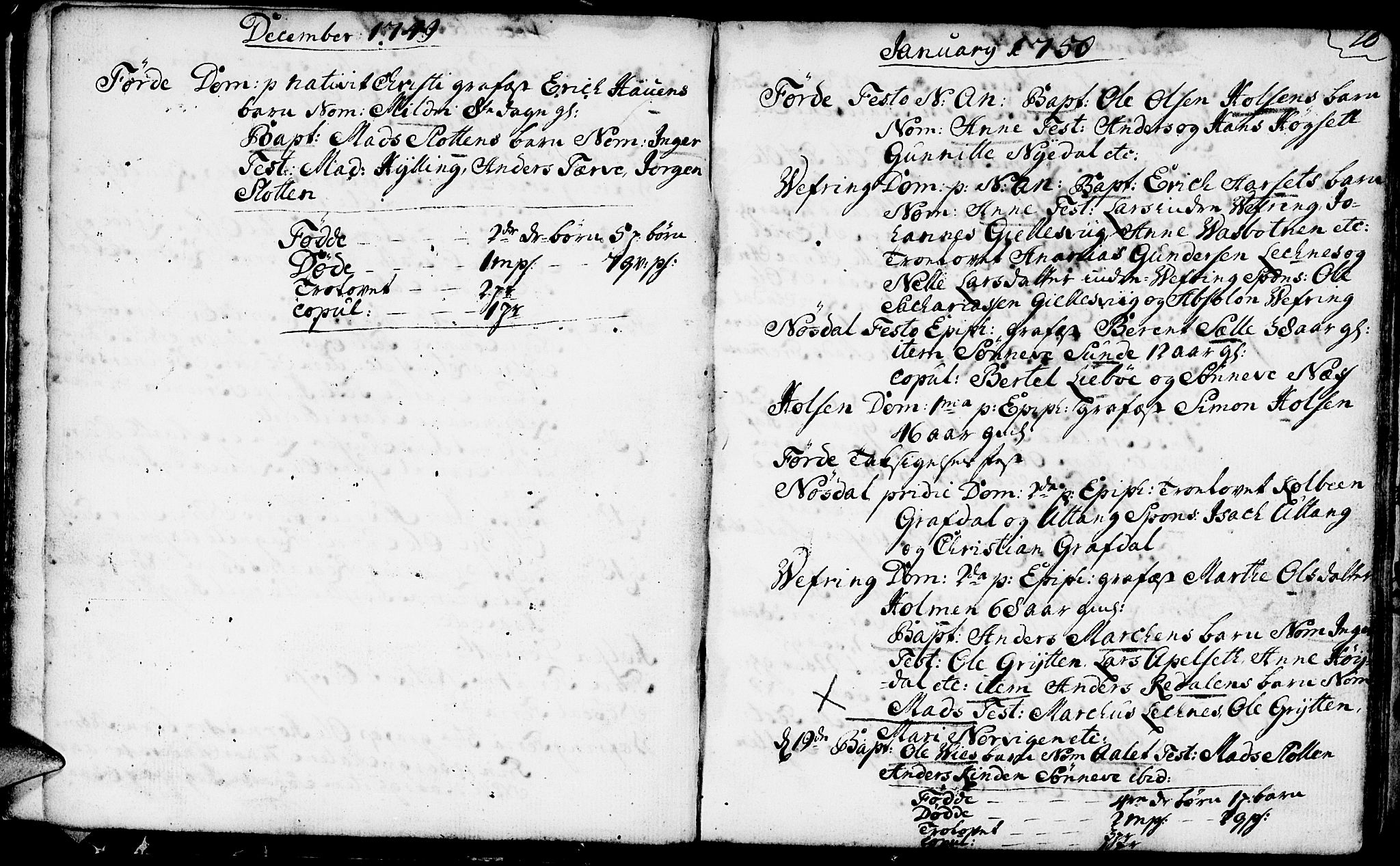 Førde sokneprestembete, AV/SAB-A-79901/H/Haa/Haaa/L0003: Parish register (official) no. A 3, 1749-1764, p. 10