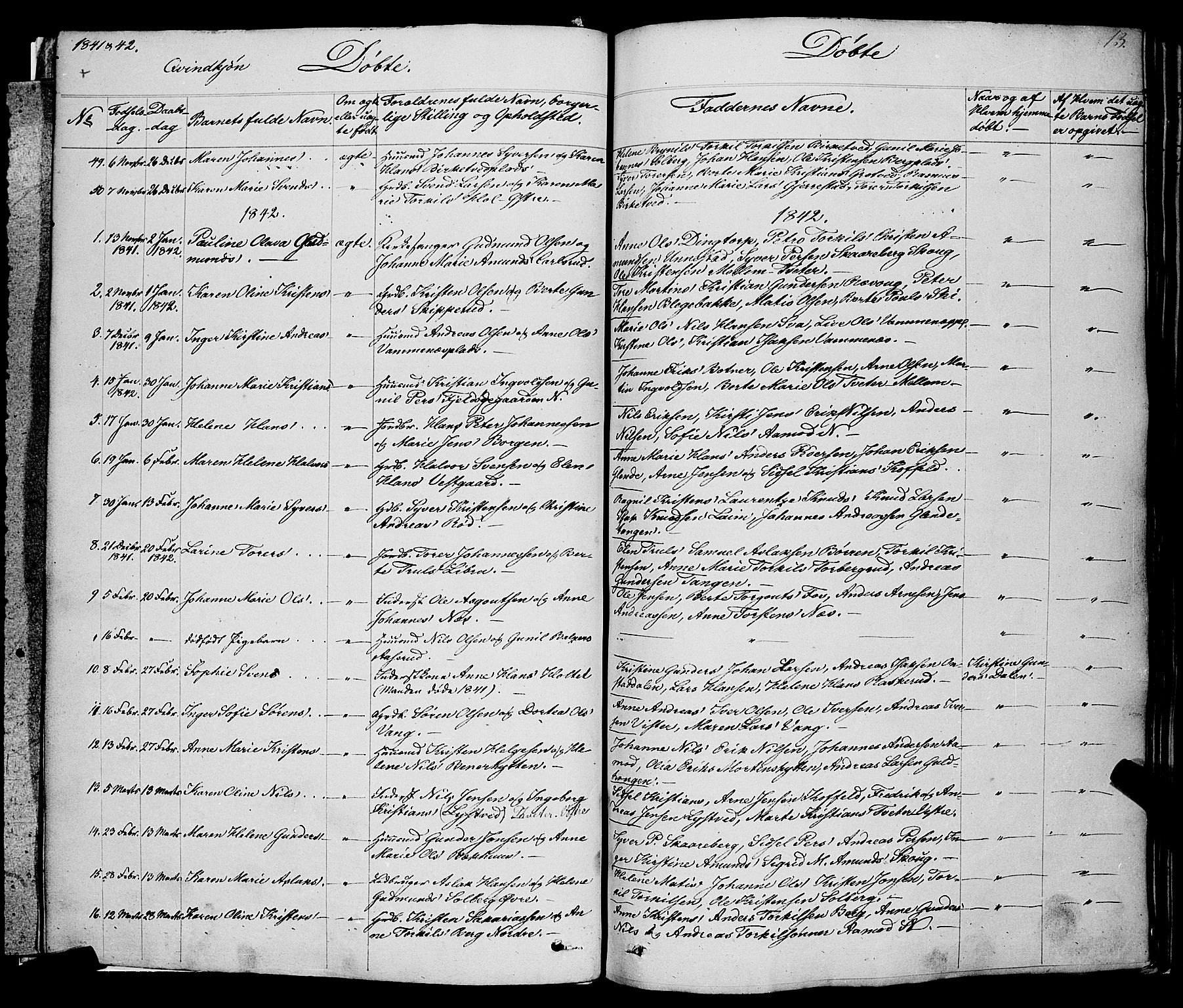 Skiptvet prestekontor Kirkebøker, AV/SAO-A-20009/F/Fa/L0006: Parish register (official) no. 6, 1839-1860, p. 13