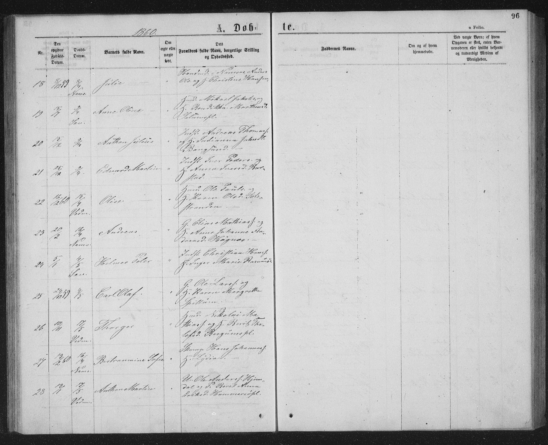 Ministerialprotokoller, klokkerbøker og fødselsregistre - Nord-Trøndelag, AV/SAT-A-1458/768/L0566: Parish register (official) no. 768A01, 1836-1865, p. 96