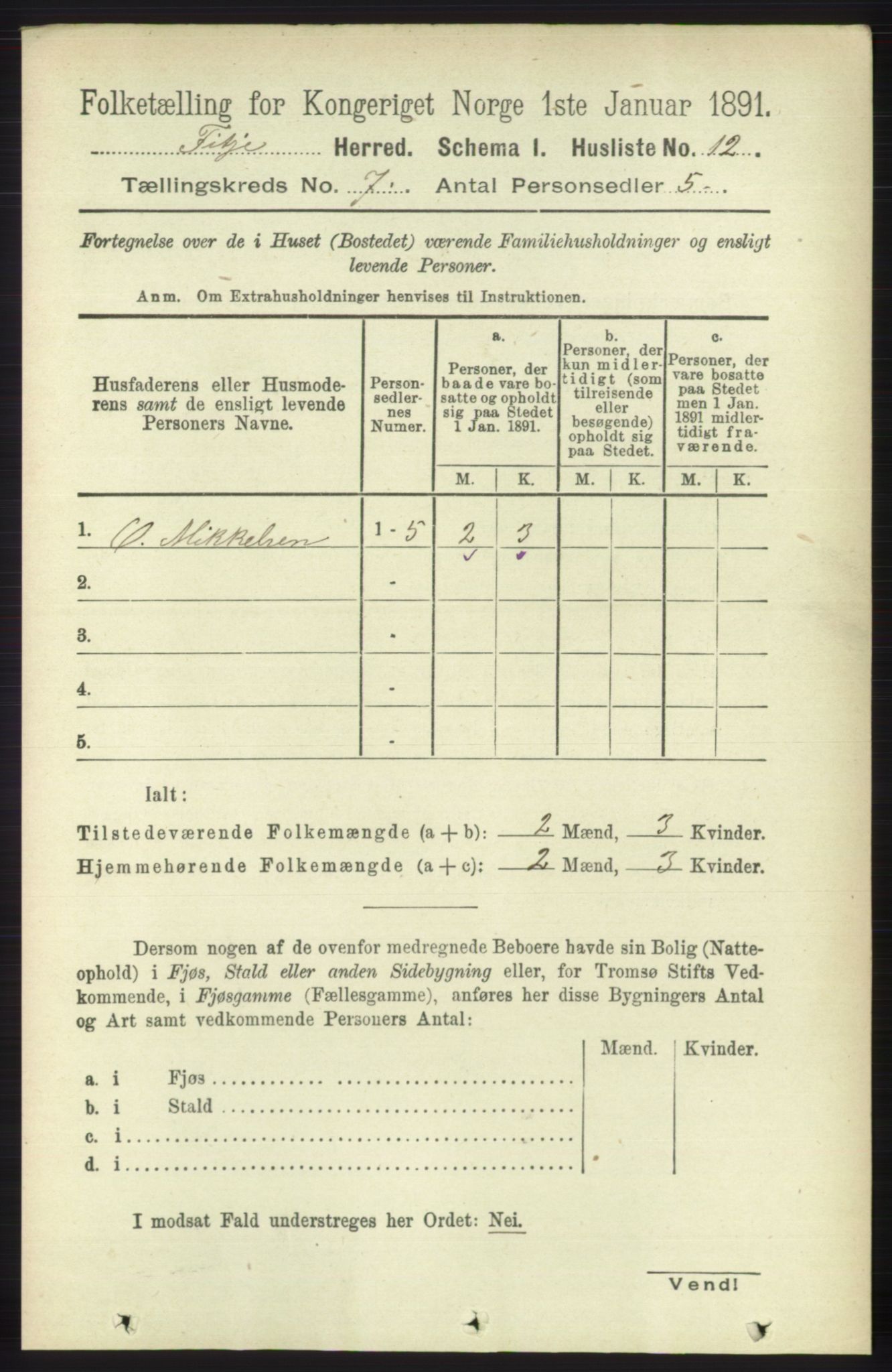 RA, 1891 census for 1222 Fitjar, 1891, p. 2757