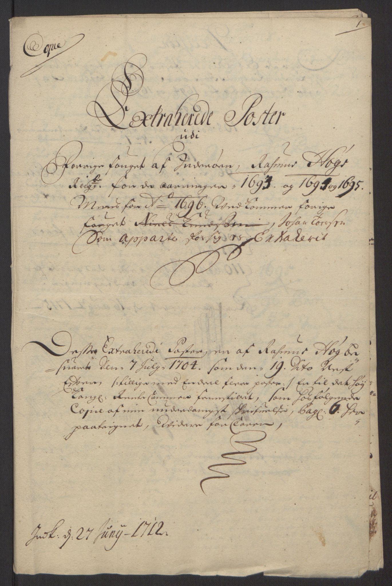 Rentekammeret inntil 1814, Reviderte regnskaper, Fogderegnskap, RA/EA-4092/R63/L4309: Fogderegnskap Inderøy, 1695-1697, p. 107