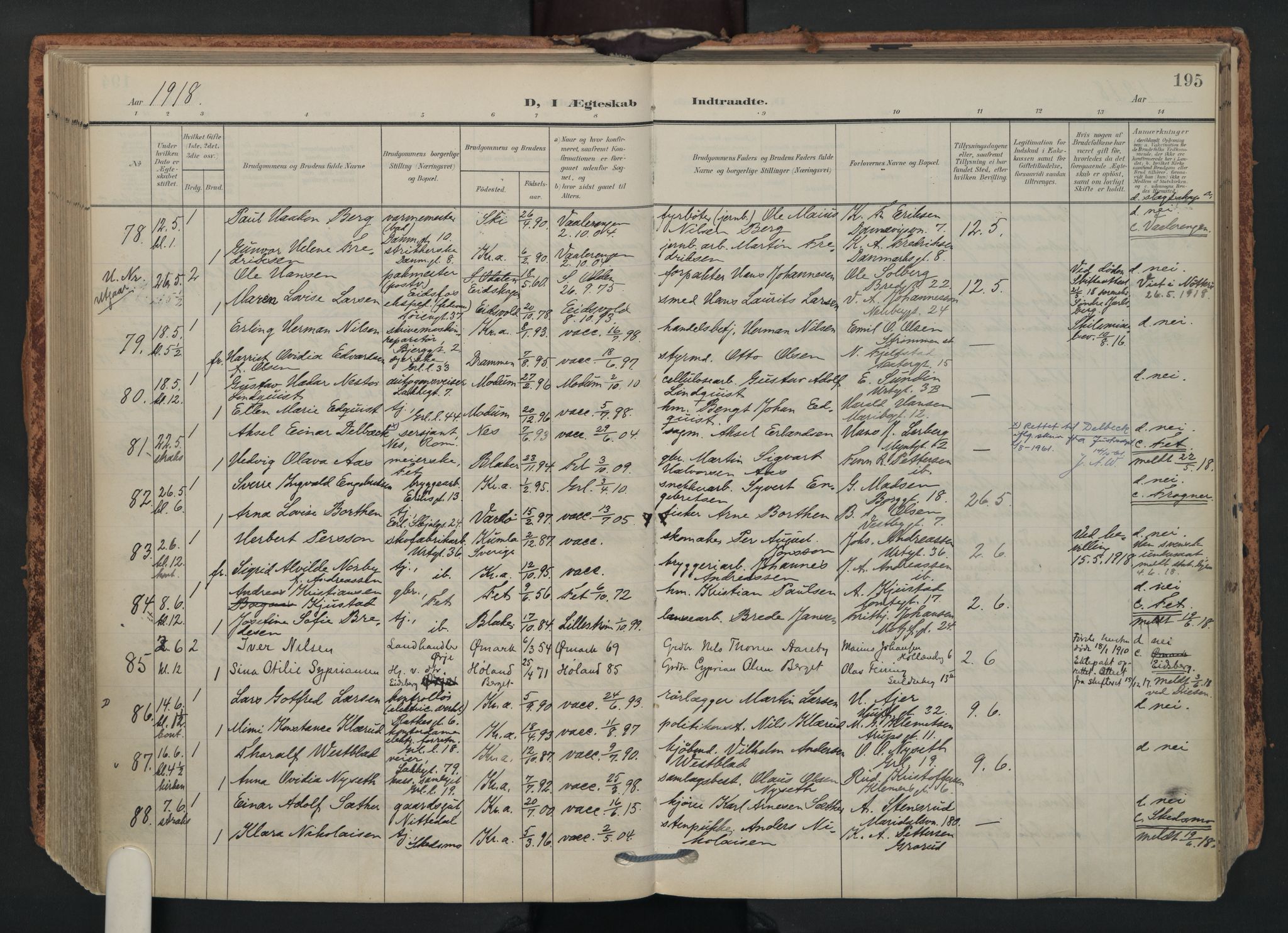 Grønland prestekontor Kirkebøker, SAO/A-10848/F/Fa/L0017: Parish register (official) no. 17, 1906-1934, p. 195