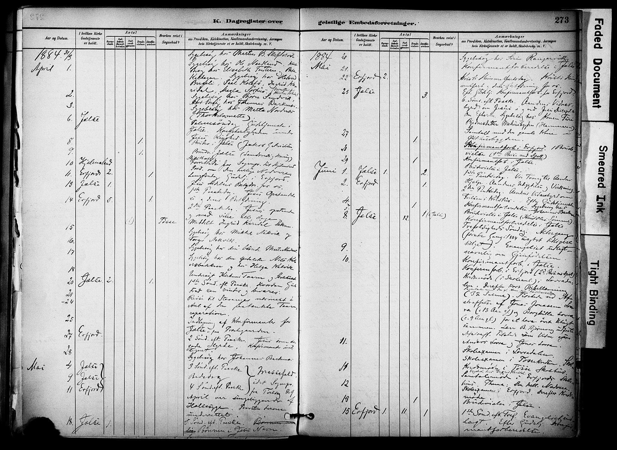 Jelsa sokneprestkontor, AV/SAST-A-101842/01/IV: Parish register (official) no. A 10, 1884-1906, p. 273