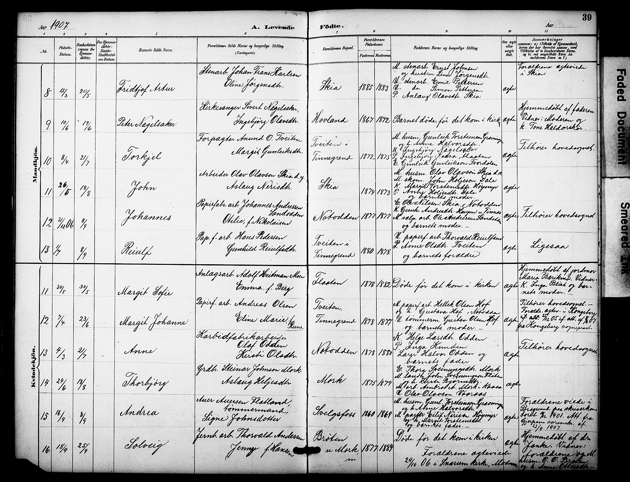 Heddal kirkebøker, AV/SAKO-A-268/F/Fb/L0001: Parish register (official) no. II 1, 1884-1910, p. 39