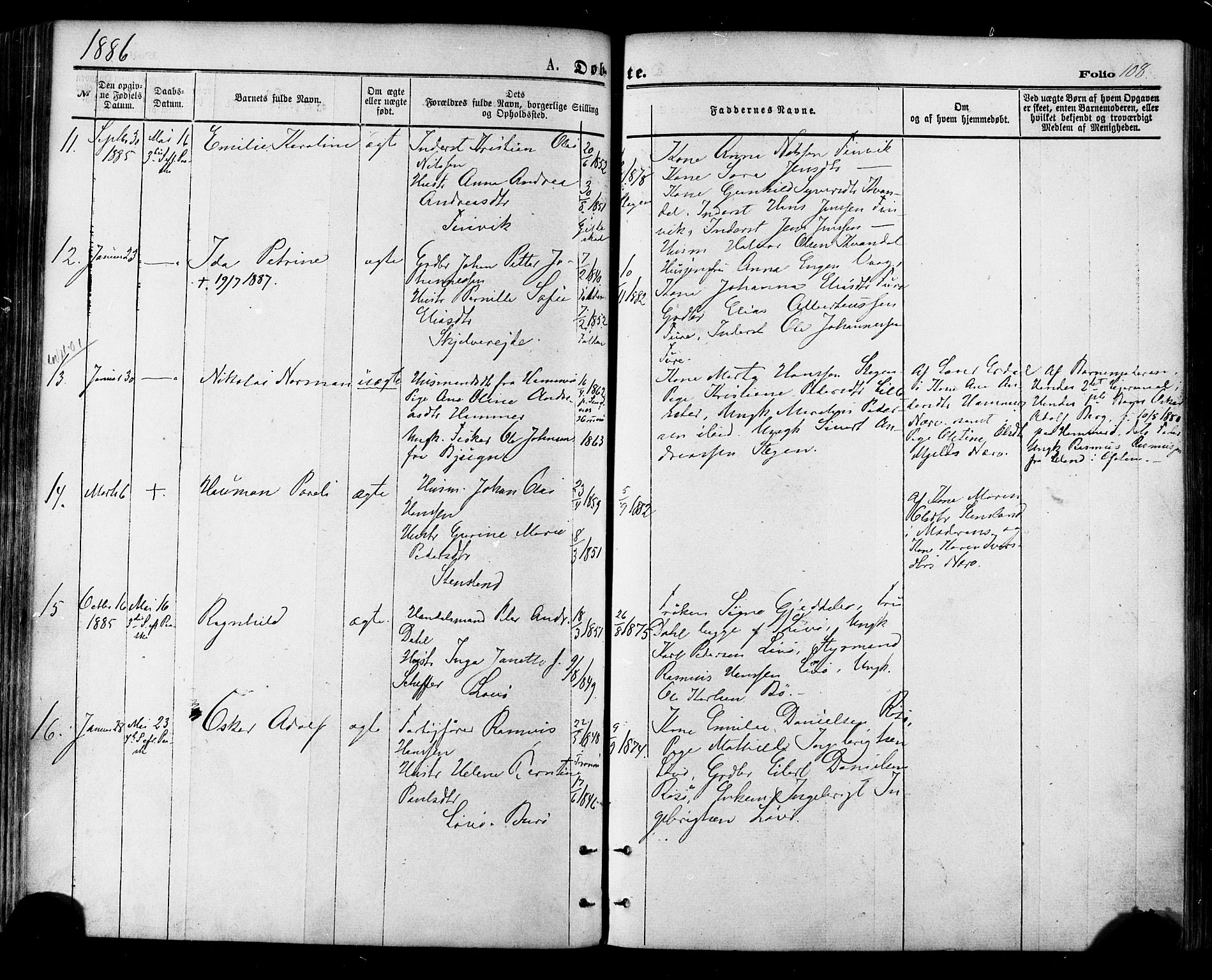 Ministerialprotokoller, klokkerbøker og fødselsregistre - Nordland, AV/SAT-A-1459/855/L0802: Parish register (official) no. 855A10, 1875-1886, p. 108