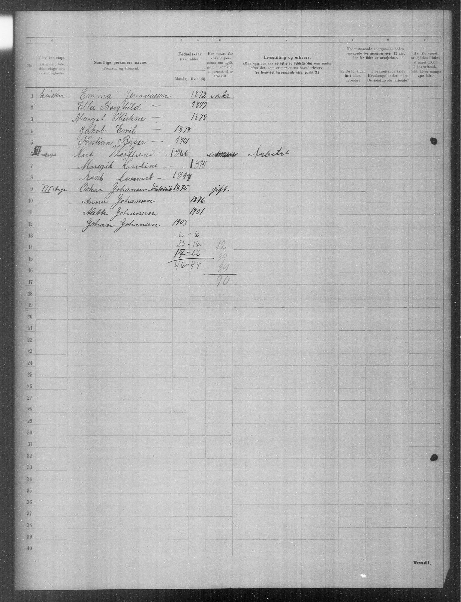 OBA, Municipal Census 1903 for Kristiania, 1903, p. 17278