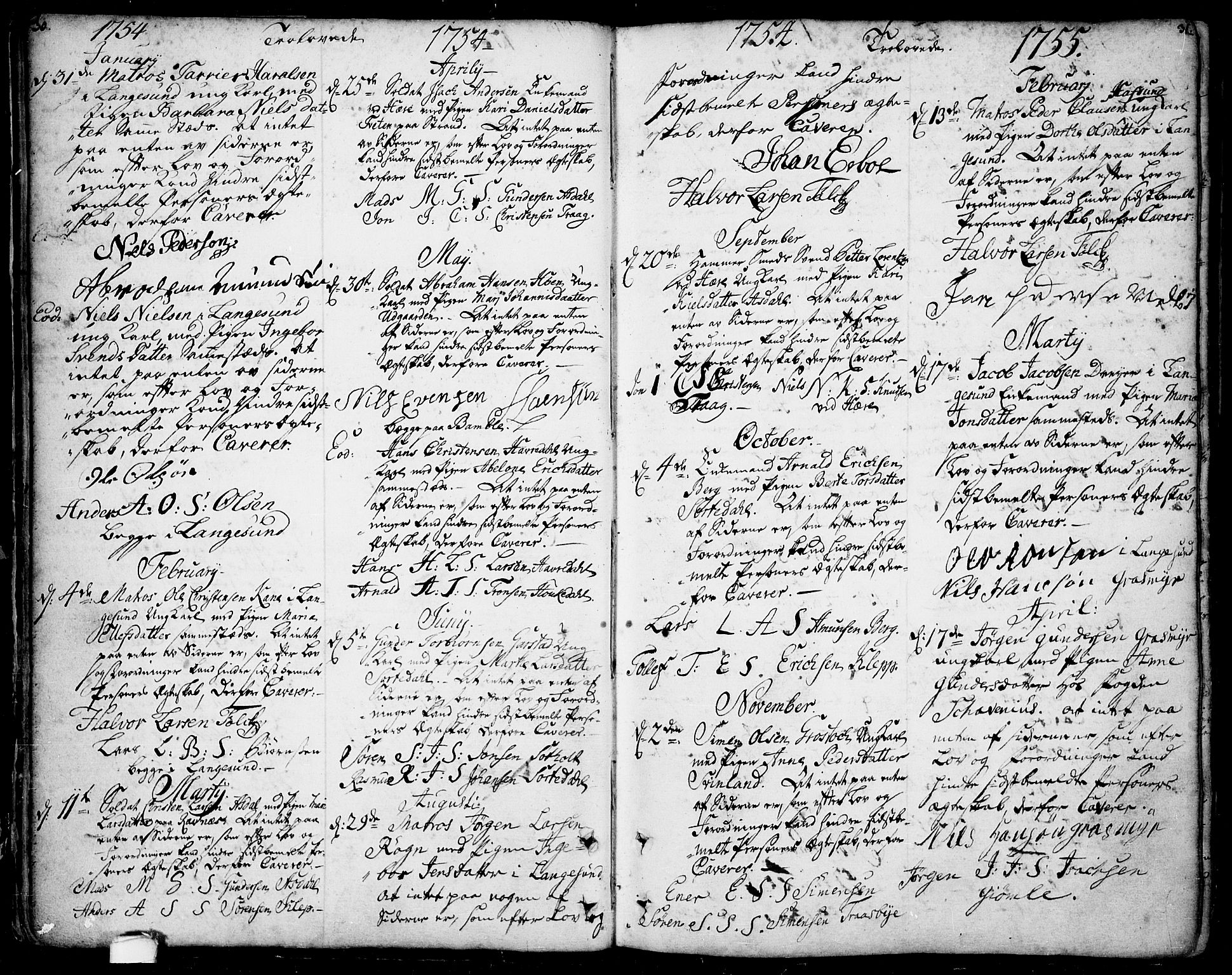 Bamble kirkebøker, SAKO/A-253/F/Fa/L0001: Parish register (official) no. I 1, 1702-1774, p. 30-31