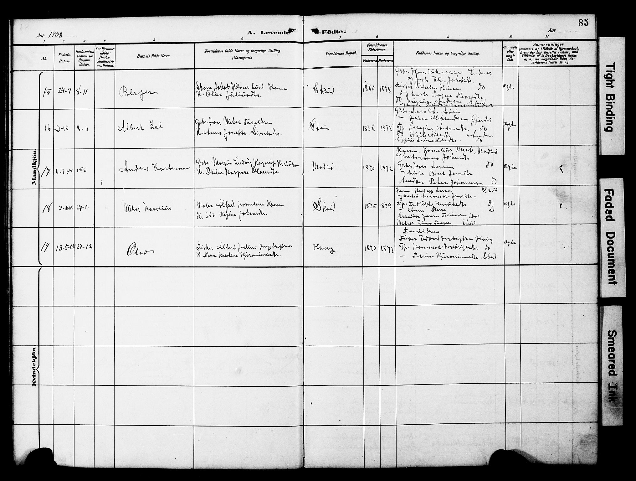 Ministerialprotokoller, klokkerbøker og fødselsregistre - Nord-Trøndelag, SAT/A-1458/788/L0701: Parish register (copy) no. 788C01, 1888-1913, p. 85