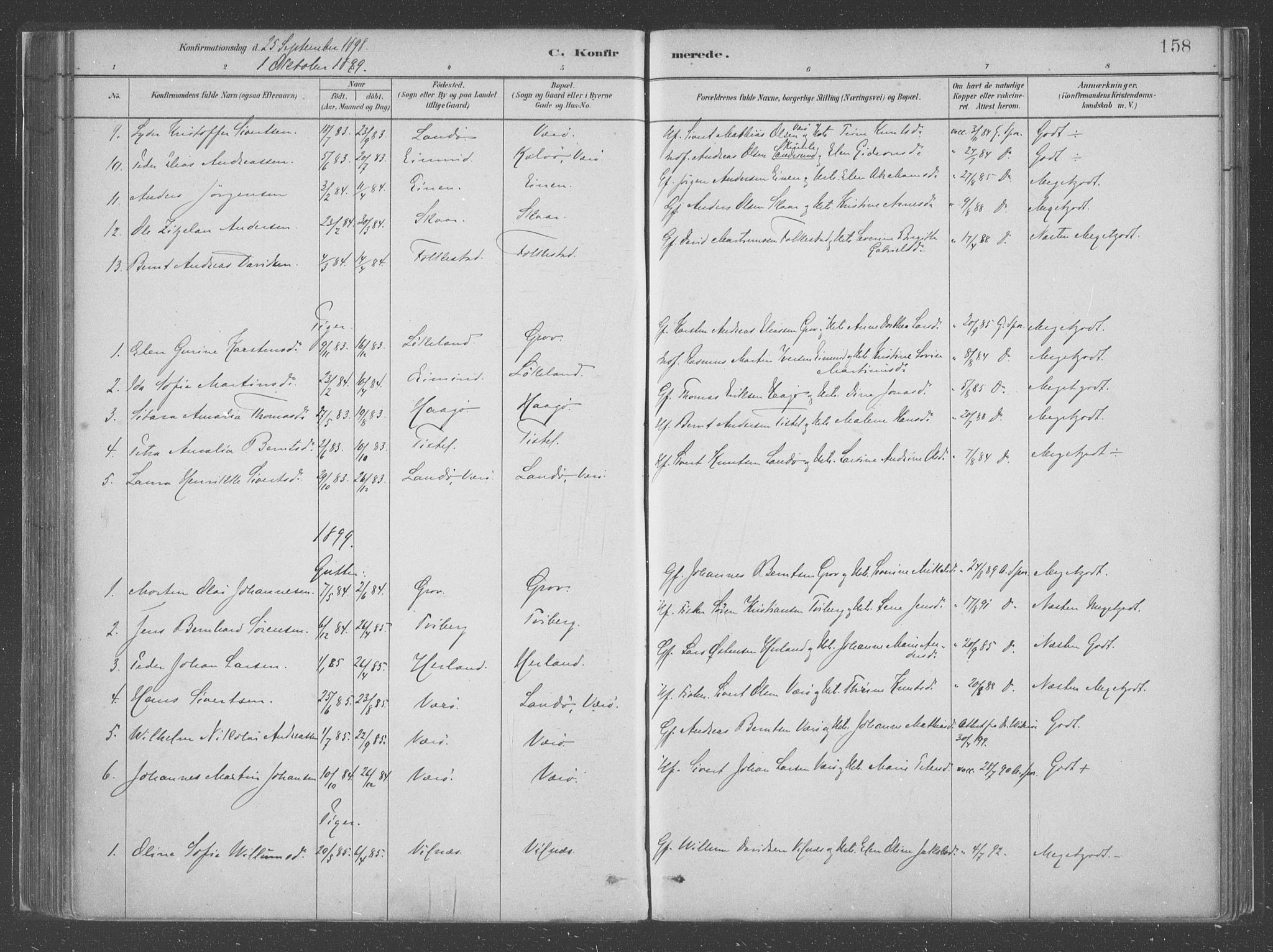 Askvoll sokneprestembete, SAB/A-79501/H/Haa/Haac/L0001: Parish register (official) no. C  1, 1879-1922, p. 158