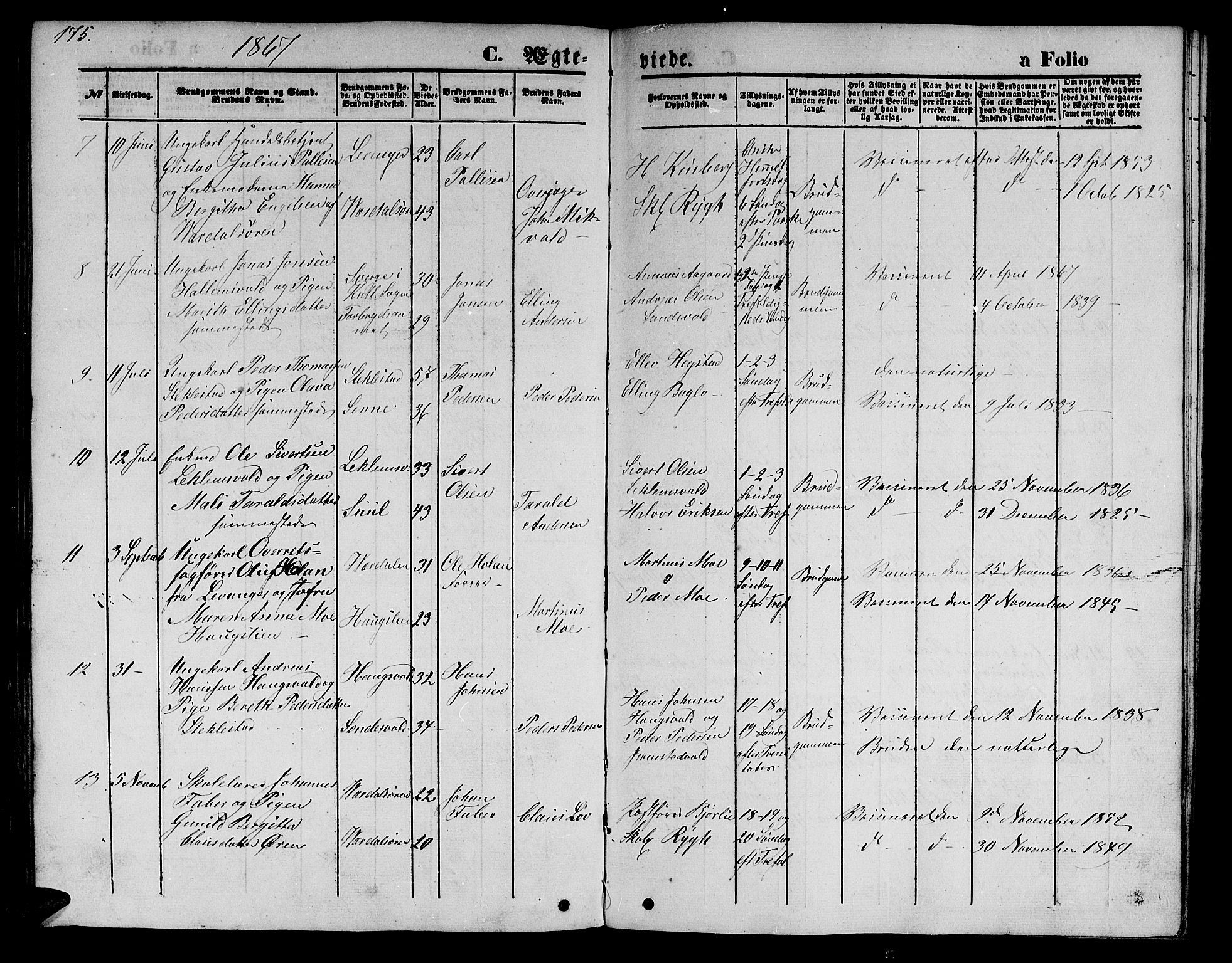 Ministerialprotokoller, klokkerbøker og fødselsregistre - Nord-Trøndelag, AV/SAT-A-1458/723/L0254: Parish register (copy) no. 723C02, 1858-1868, p. 175