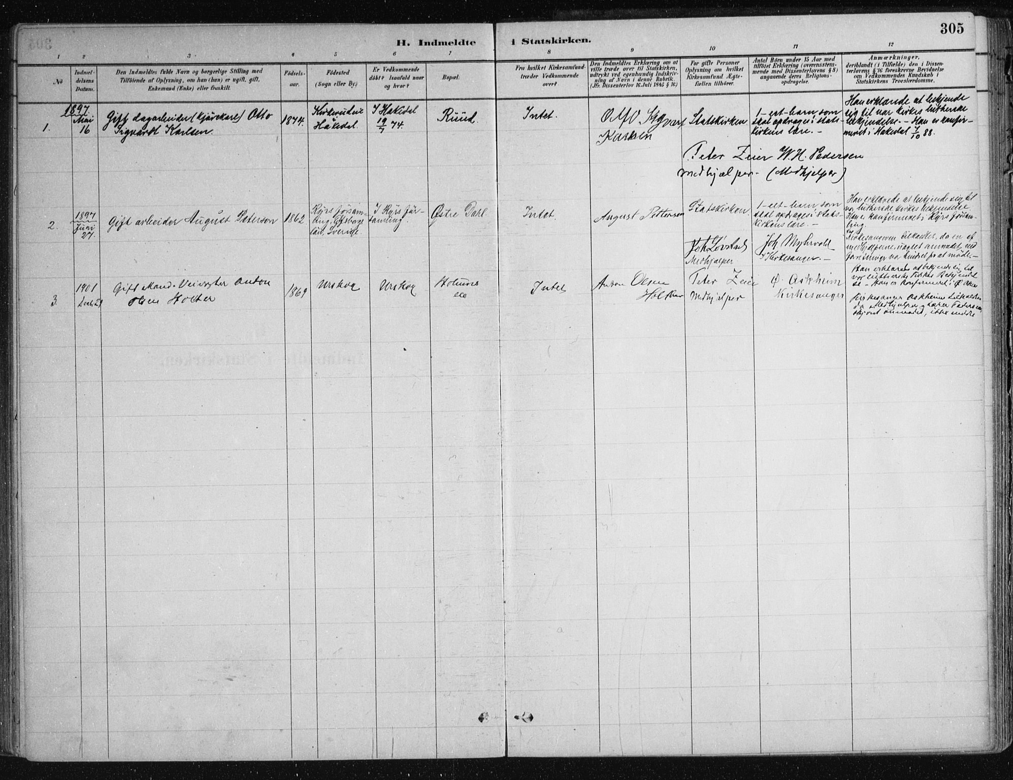 Nittedal prestekontor Kirkebøker, SAO/A-10365a/F/Fa/L0007: Parish register (official) no. I 7, 1879-1901, p. 305