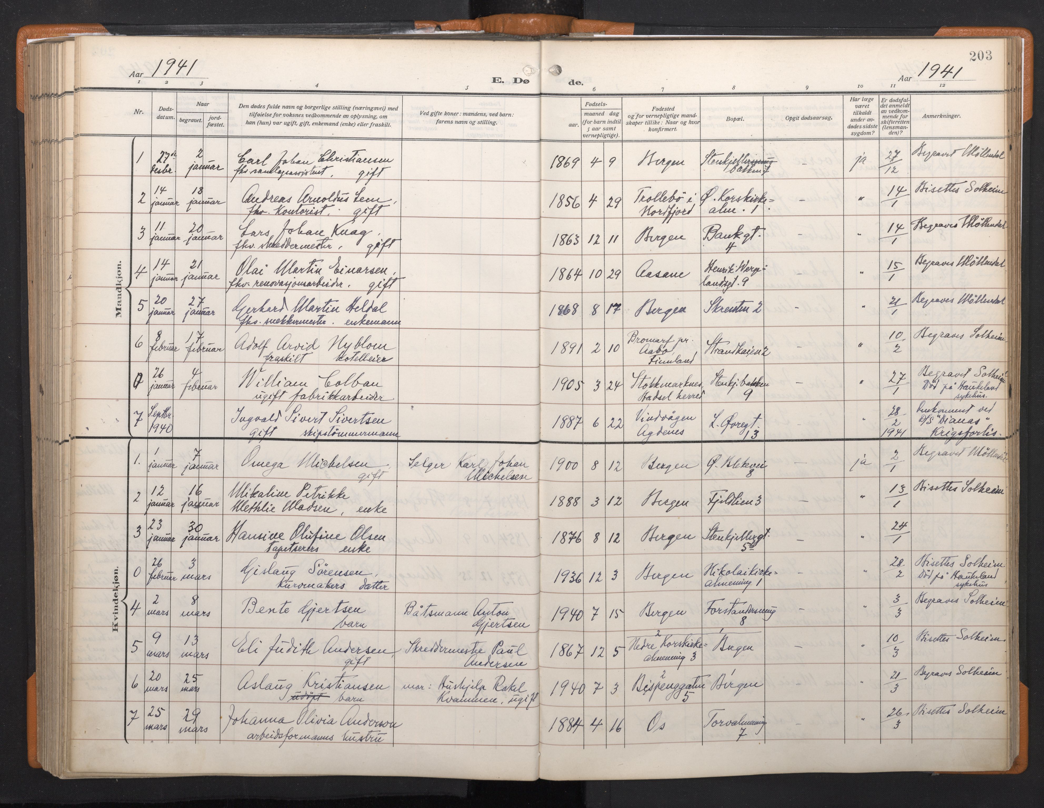 Korskirken sokneprestembete, AV/SAB-A-76101/H/Haa/L0048: Parish register (official) no. E 6, 1910-1960, p. 202b-203a