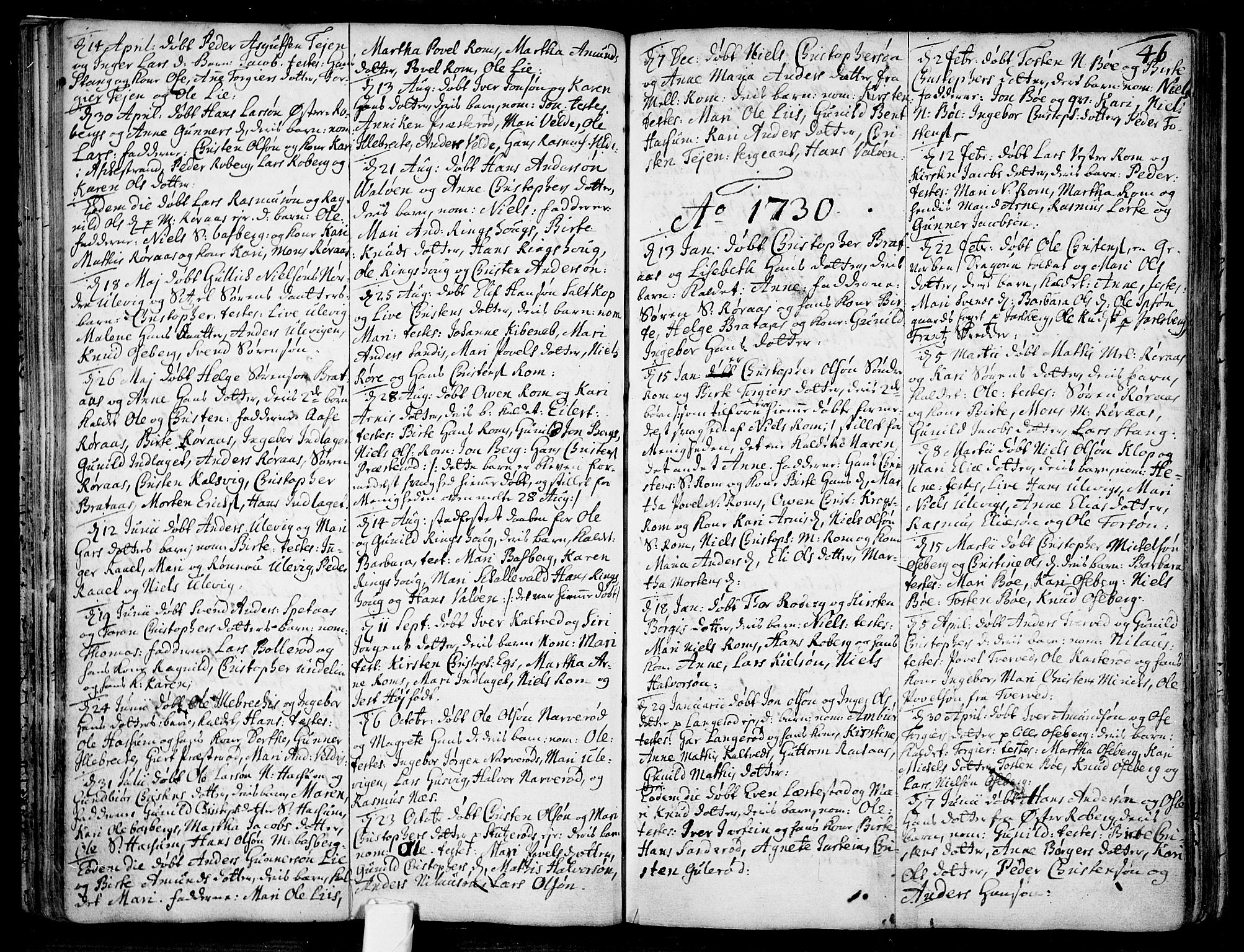Sem kirkebøker, SAKO/A-5/F/Fb/L0001: Parish register (official) no. II 1, 1702-1764, p. 46