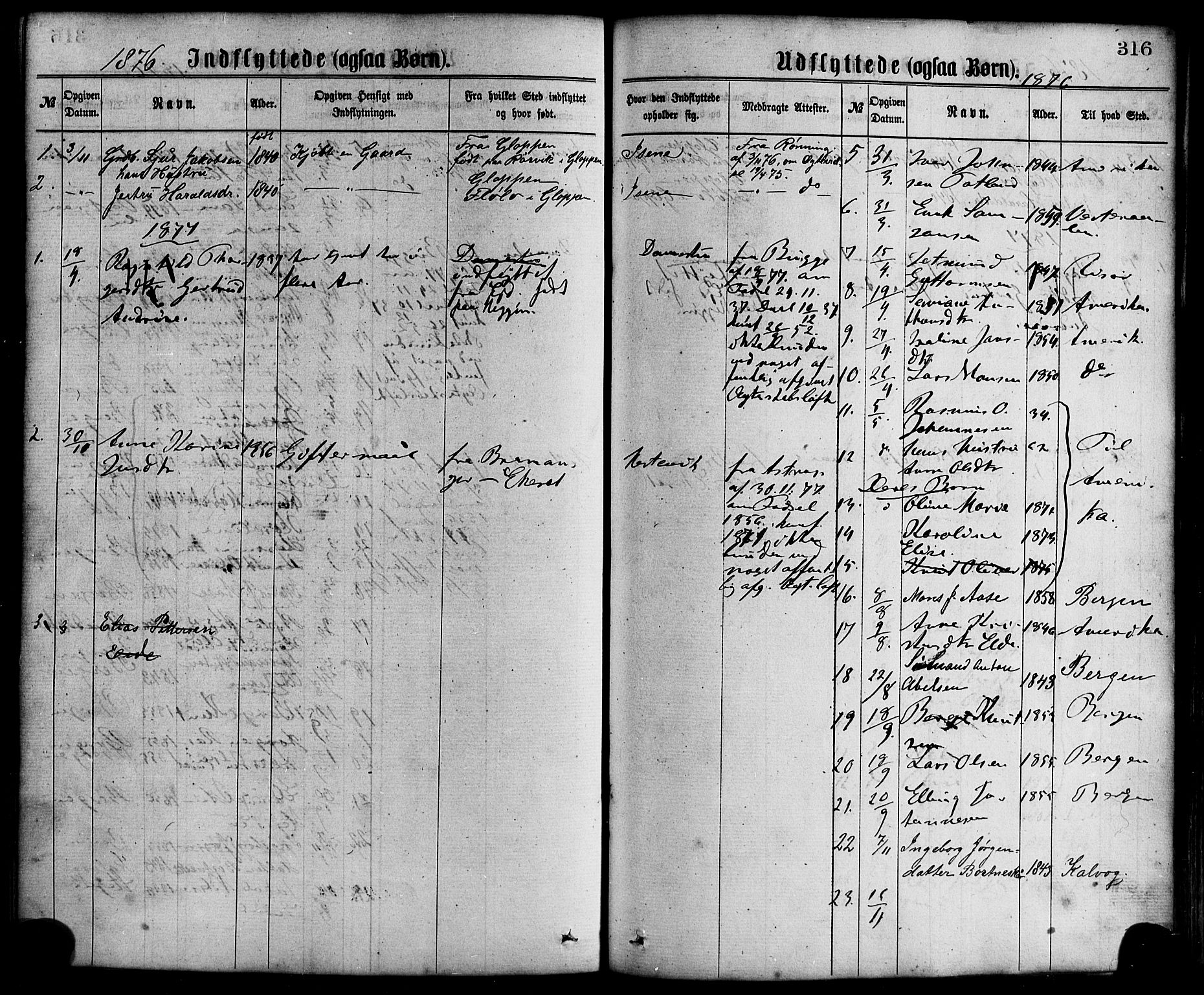Davik sokneprestembete, AV/SAB-A-79701/H/Haa/Haaa/L0006: Parish register (official) no. A 6, 1867-1881, p. 316